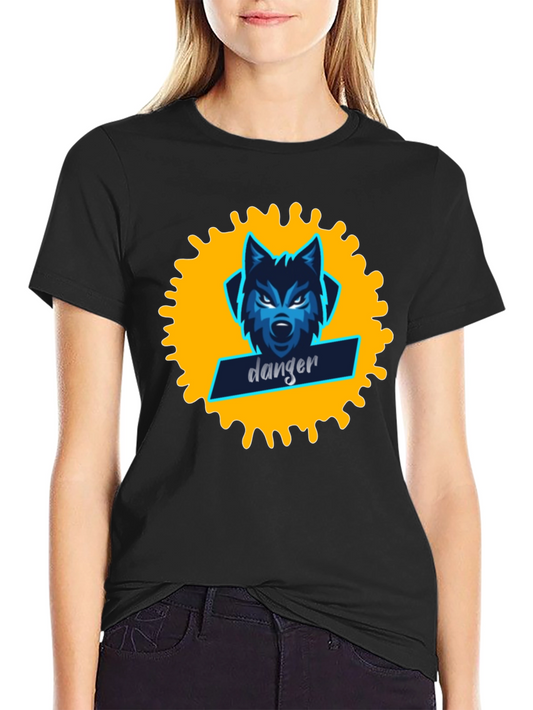Danger Wolf Graphic Tee - Stylish Black T-Shirt