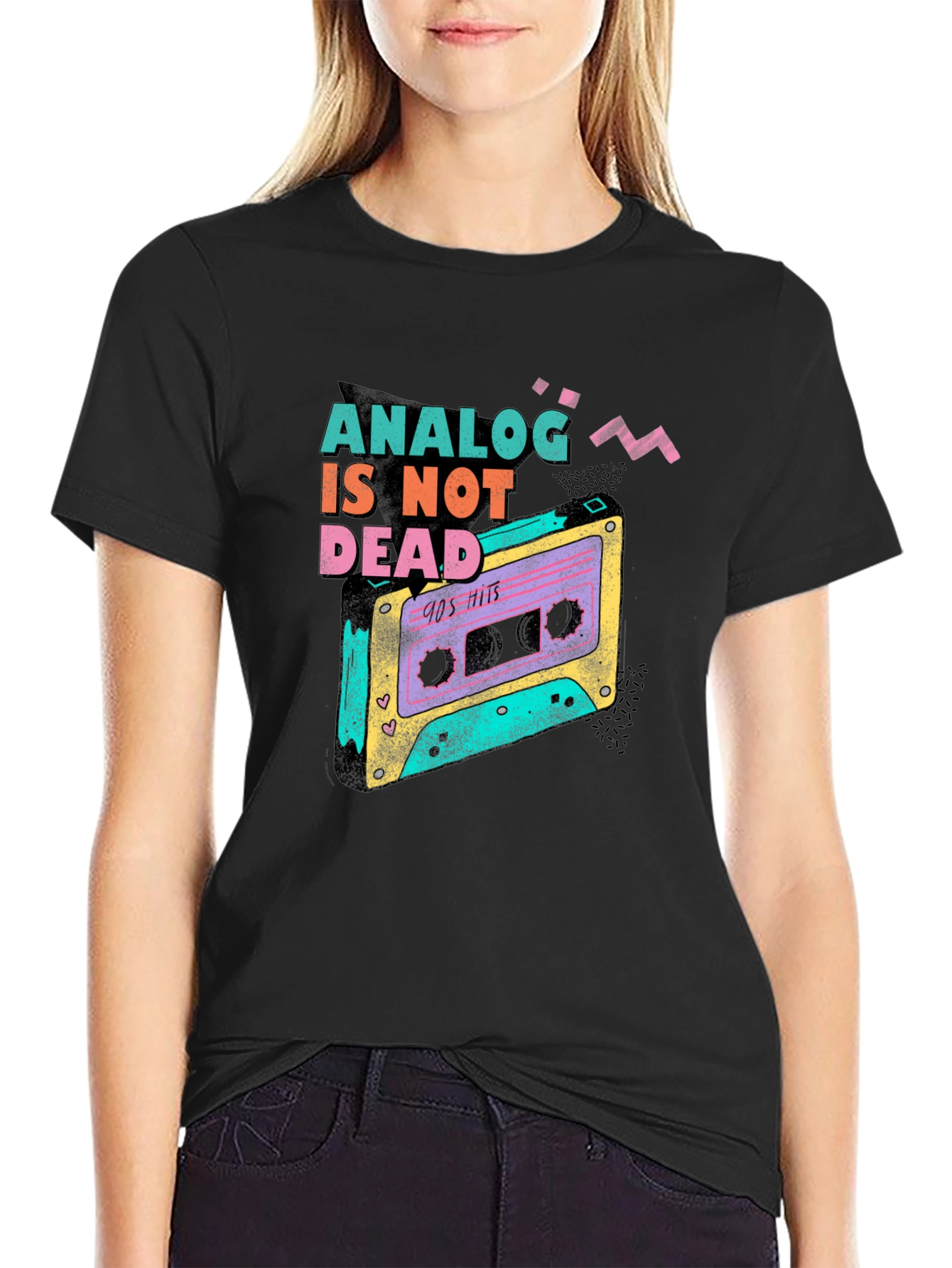 Retro Analog Is Not Dead Cassette Tape Graphic Tee