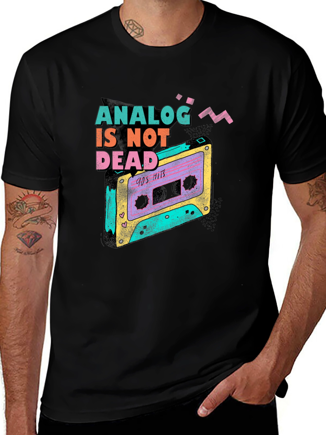 Retro Analog Is Not Dead Cassette Tape Graphic Tee