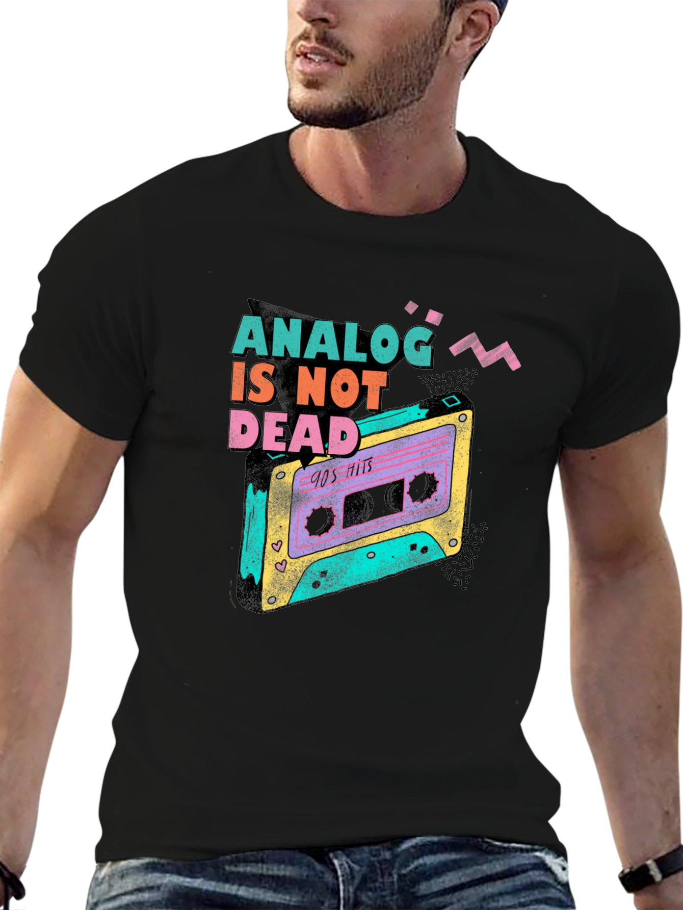 Retro Analog Is Not Dead Cassette Tape Graphic Tee