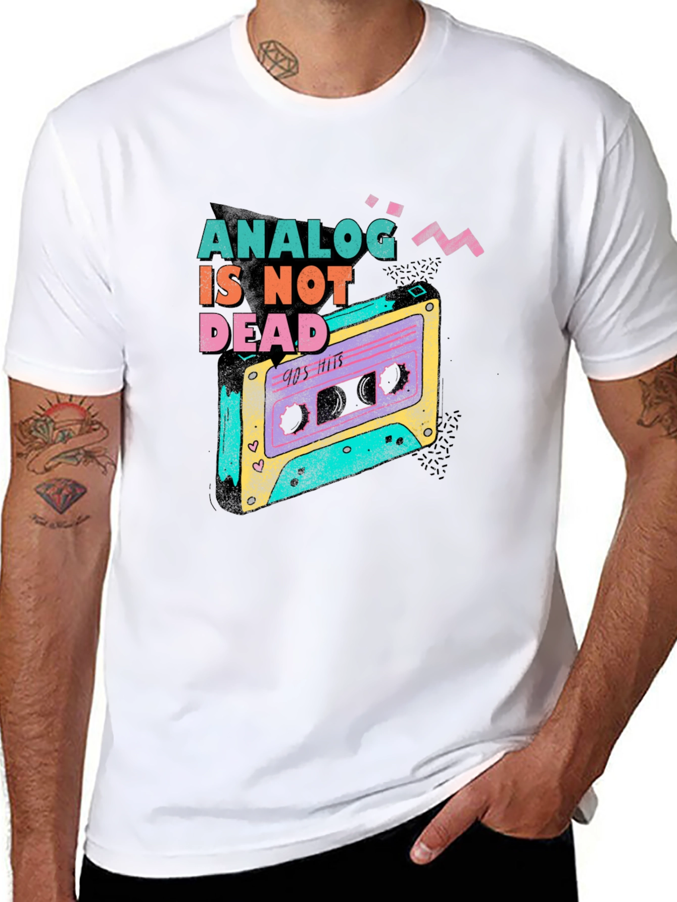 Retro Analog Is Not Dead Cassette Tape Graphic Tee