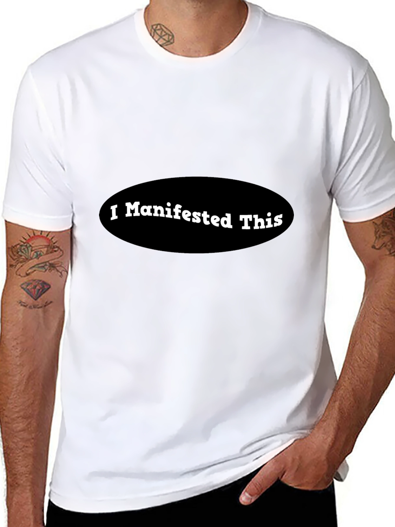 I Manifested This - Black Crew Neck T-Shirt
