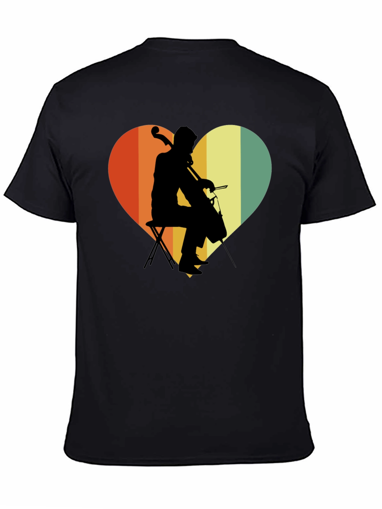 Retro Cello Heart Graphic Tee - Musicians Gift