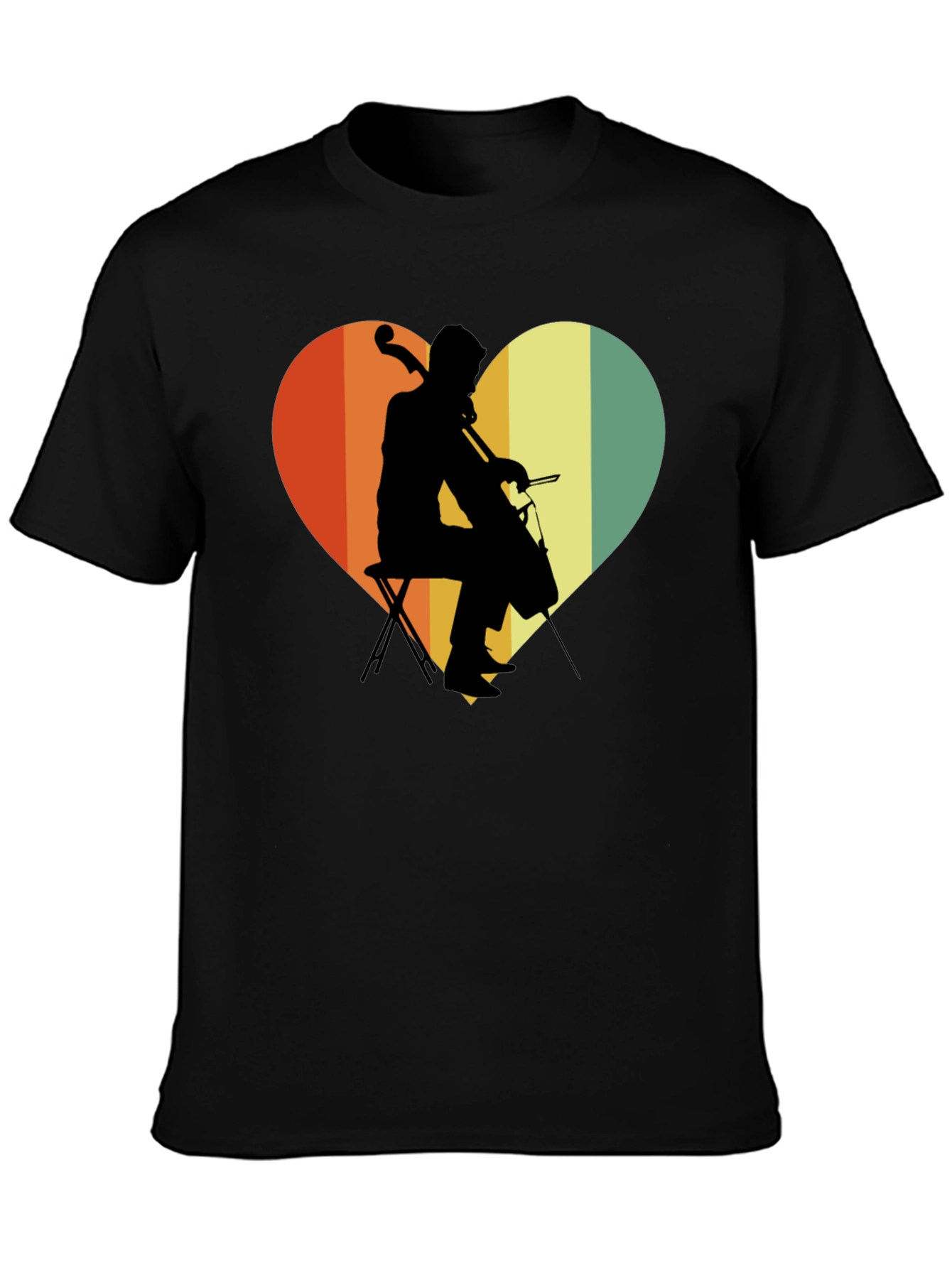 Retro Cello Heart Graphic Tee - Musicians Gift