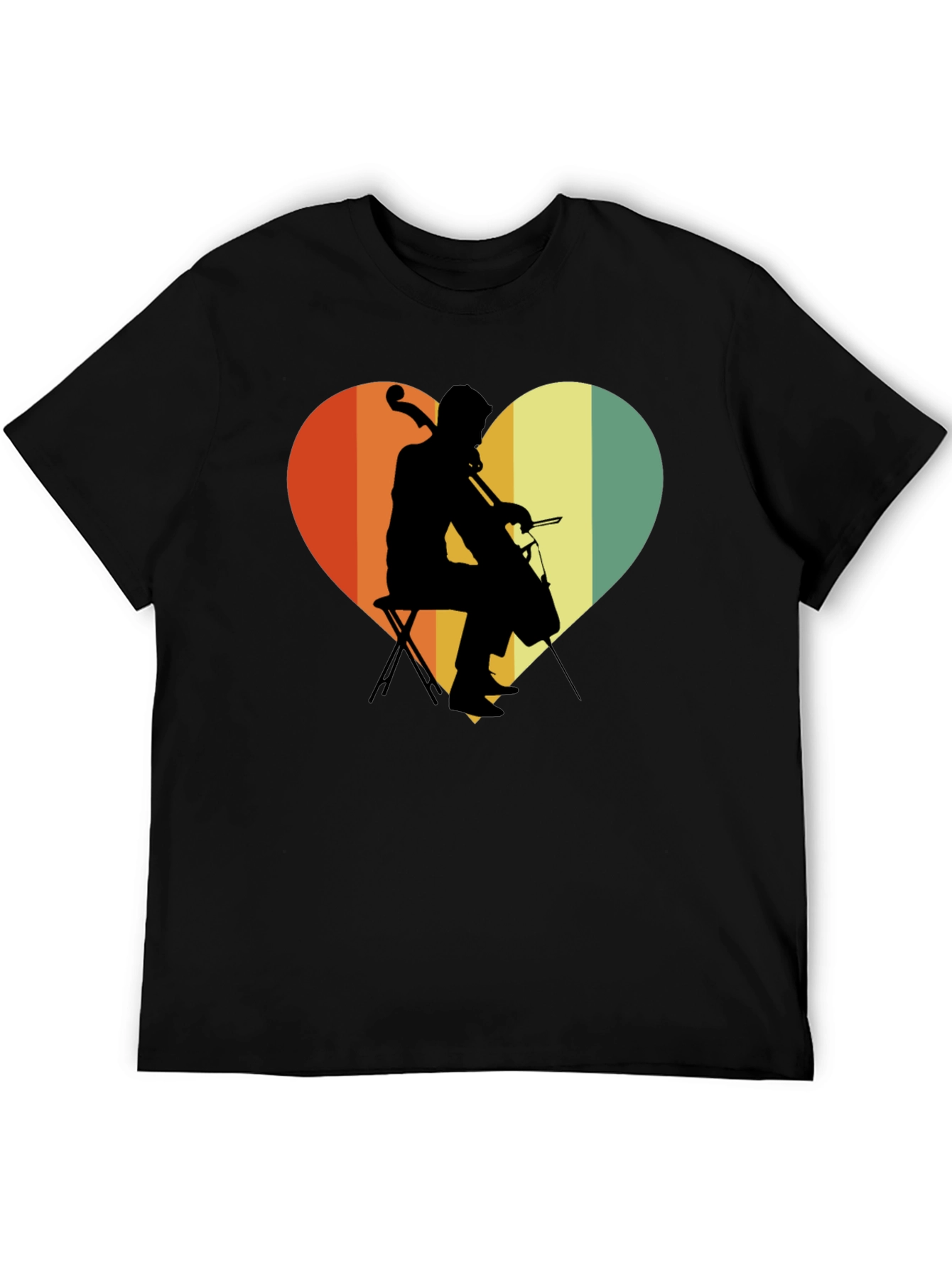 Retro Cello Heart Graphic Tee - Musicians Gift