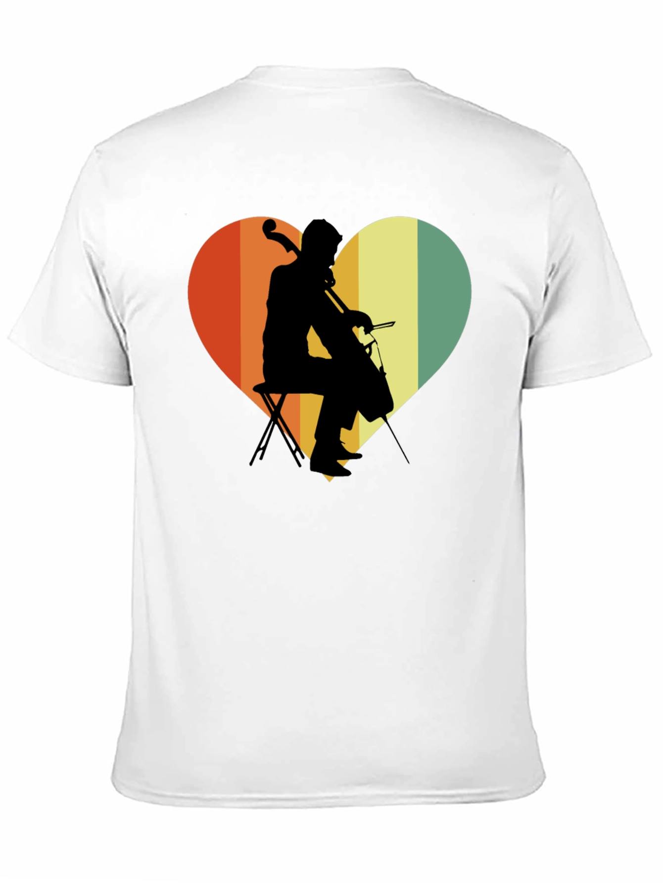 Retro Cello Heart Graphic Tee - Musicians Gift