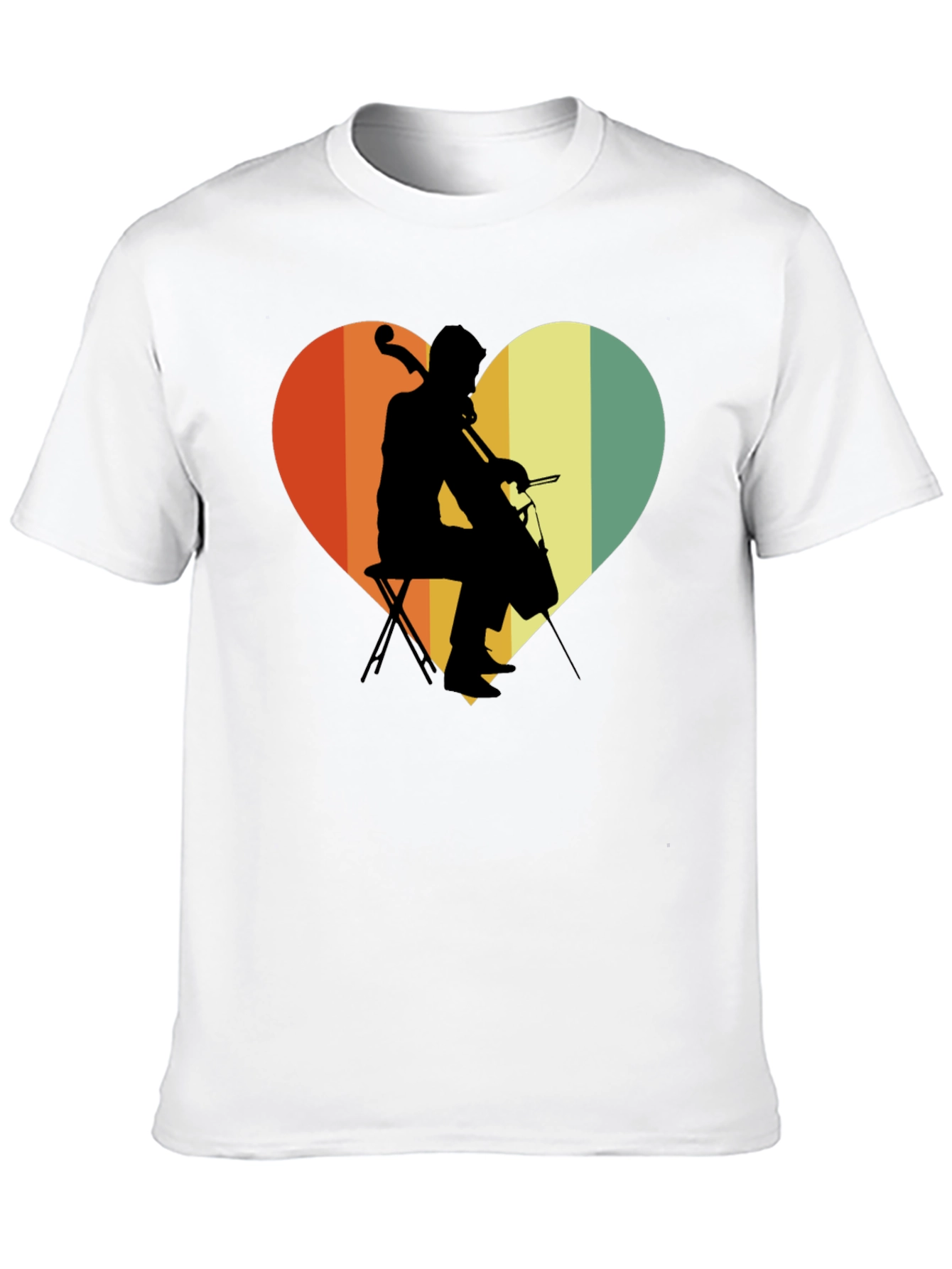 Retro Cello Heart Graphic Tee - Musicians Gift