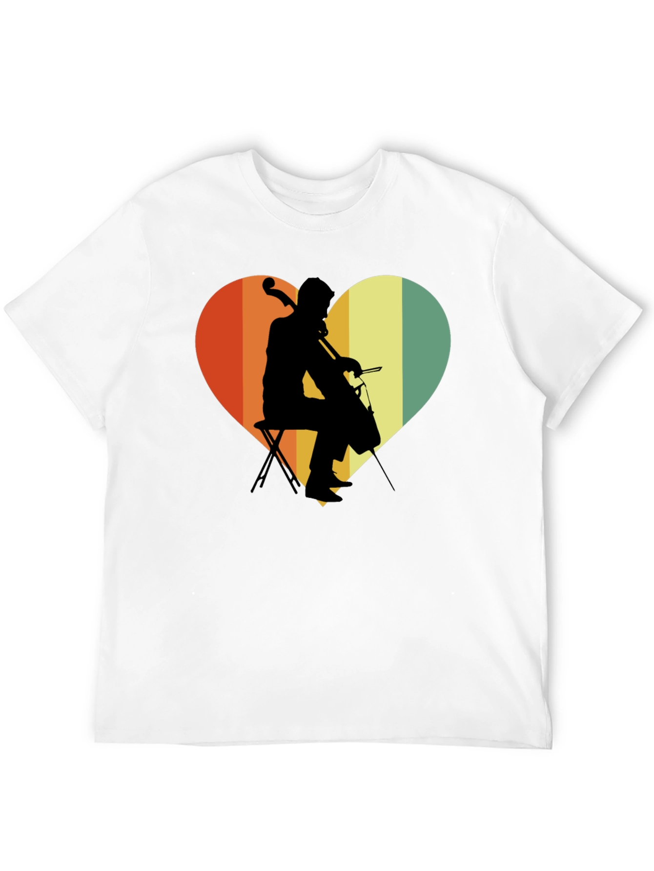 Retro Cello Heart Graphic Tee - Musicians Gift