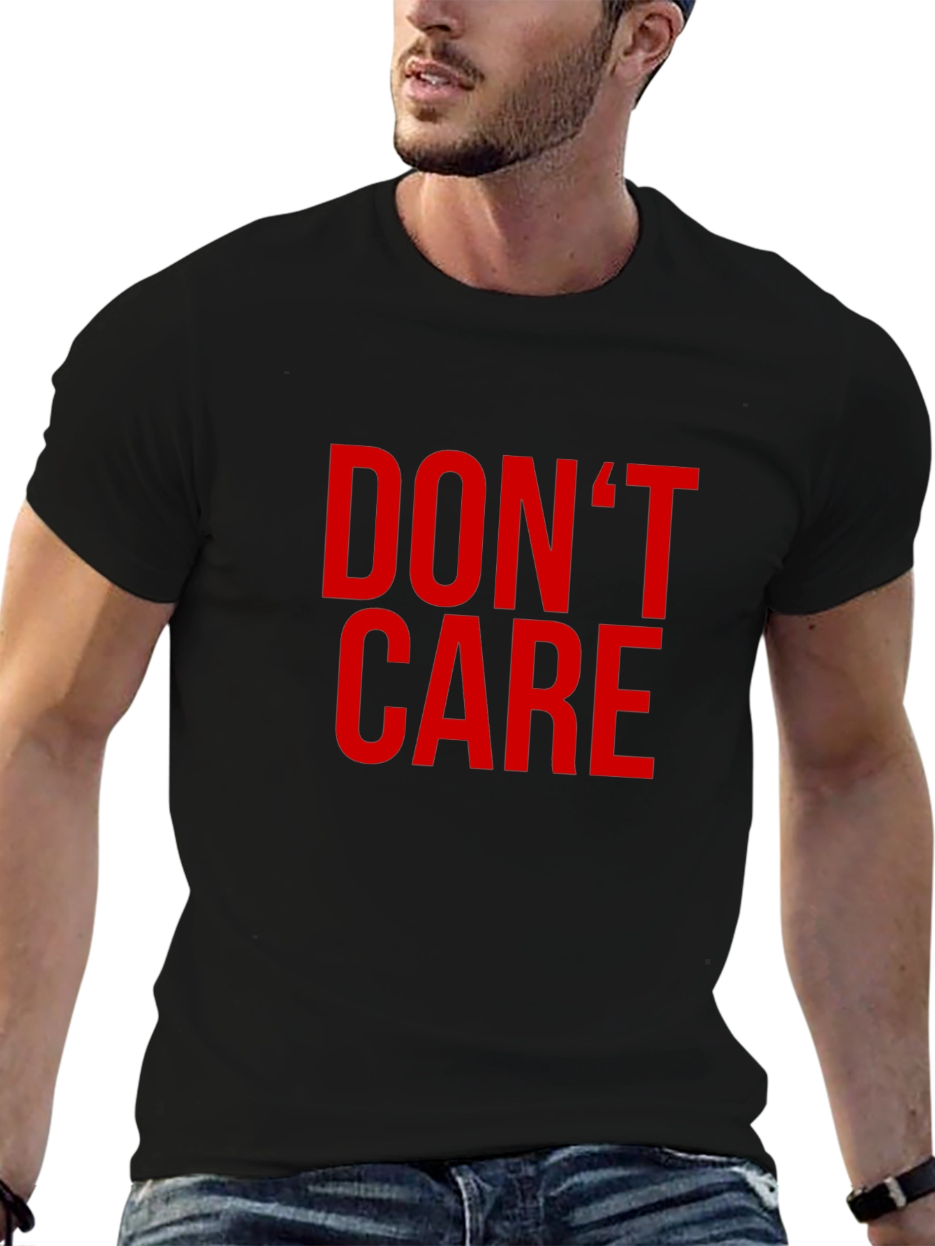 Dont Care Graphic Tee - Black Crewneck