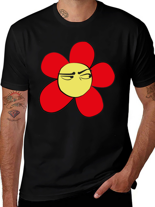 Grumpy Flower Graphic Tee - Black Casual T-Shirt