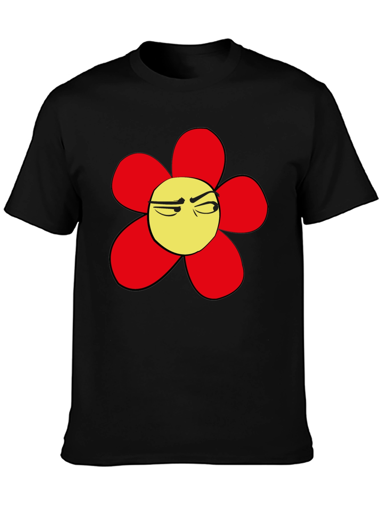 Grumpy Flower Graphic Tee - Black Casual T-Shirt