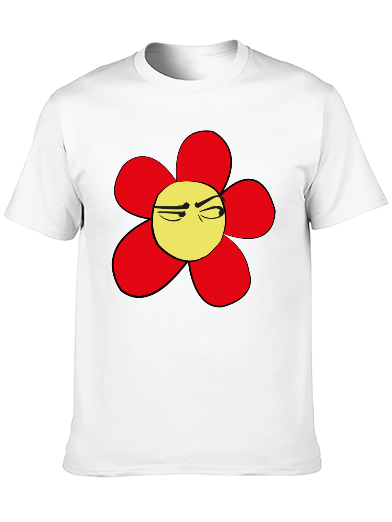 Grumpy Flower Graphic Tee - Black Casual T-Shirt