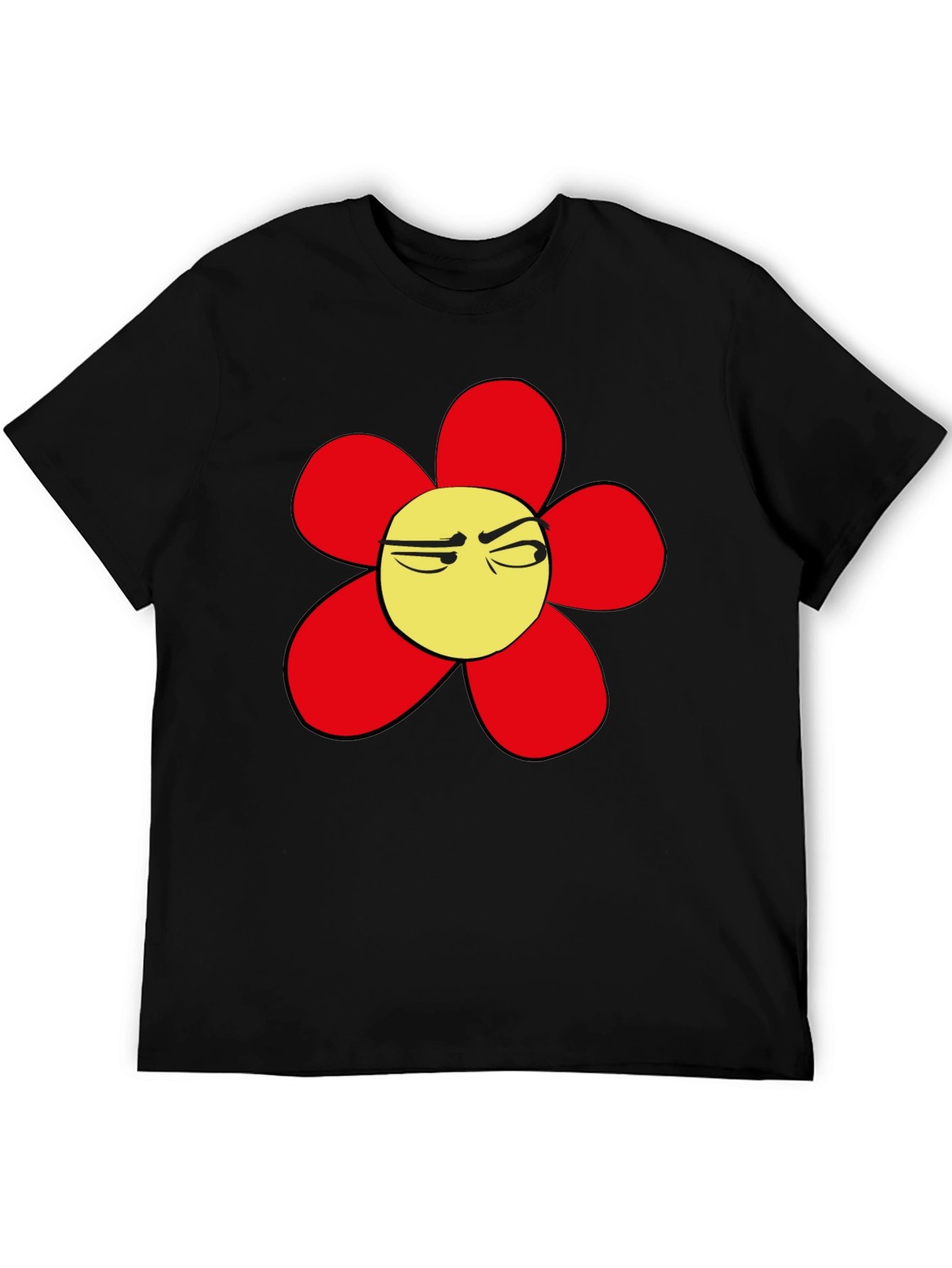Grumpy Flower Graphic Tee - Black Casual T-Shirt