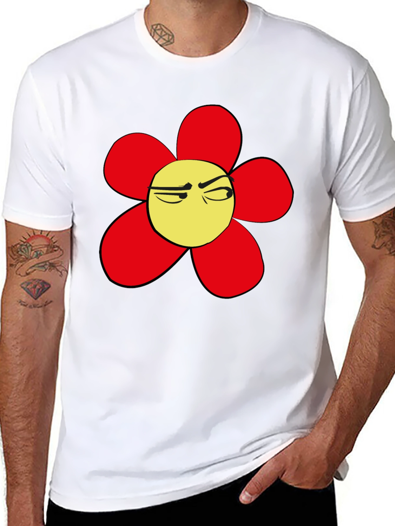 Grumpy Flower Graphic Tee - Black Casual T-Shirt