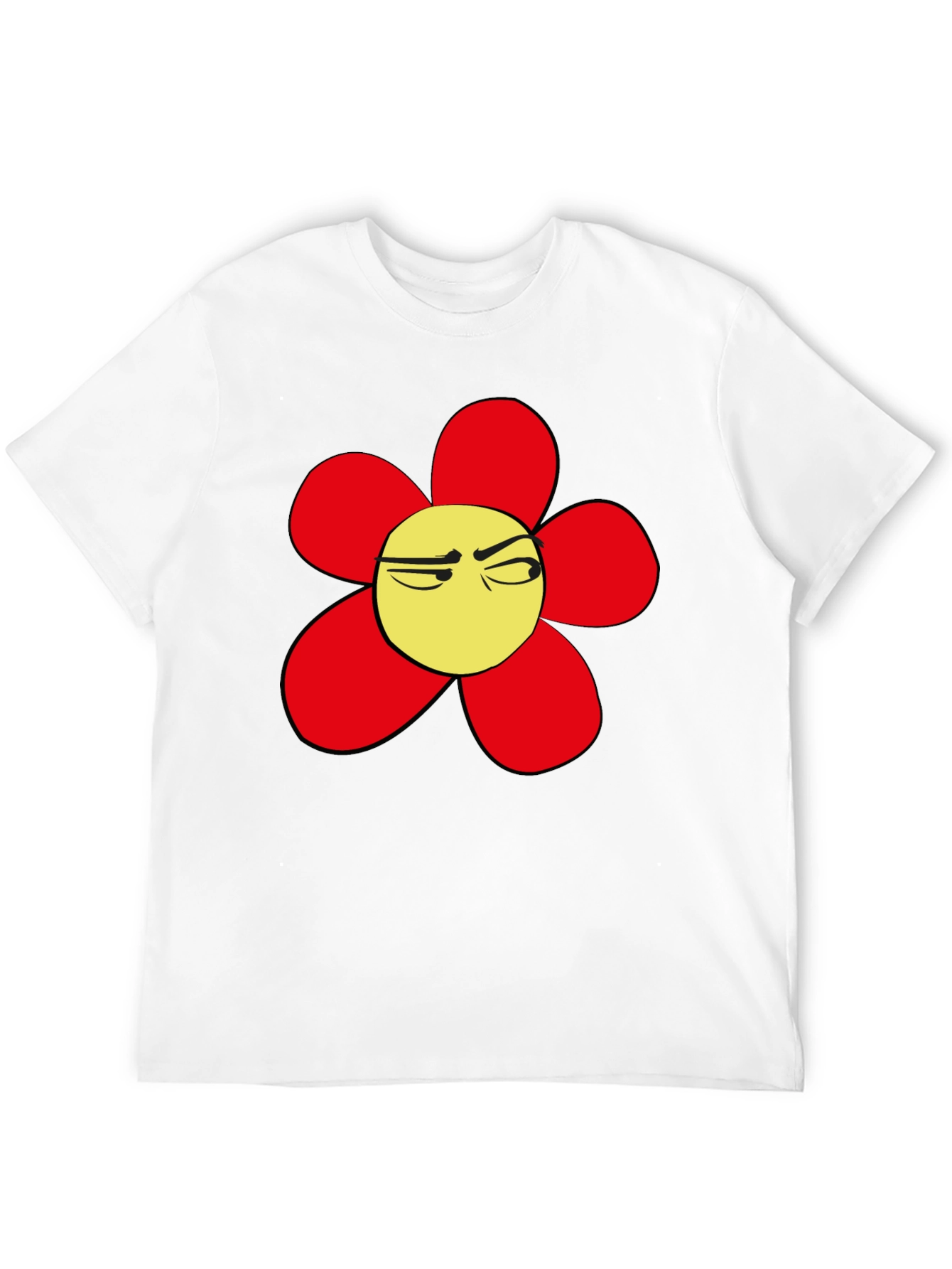 Grumpy Flower Graphic Tee - Black Casual T-Shirt
