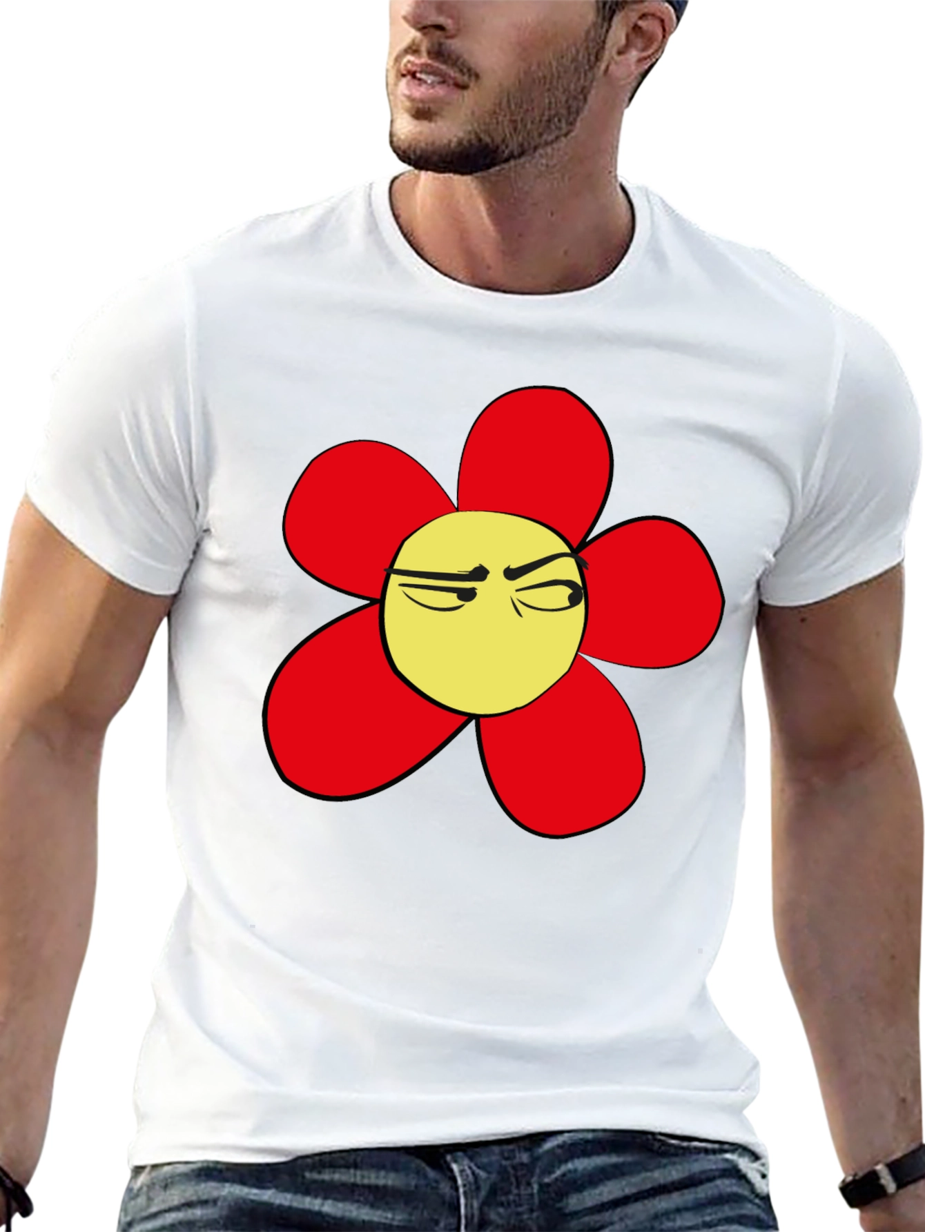 Grumpy Flower Graphic Tee - Black Casual T-Shirt