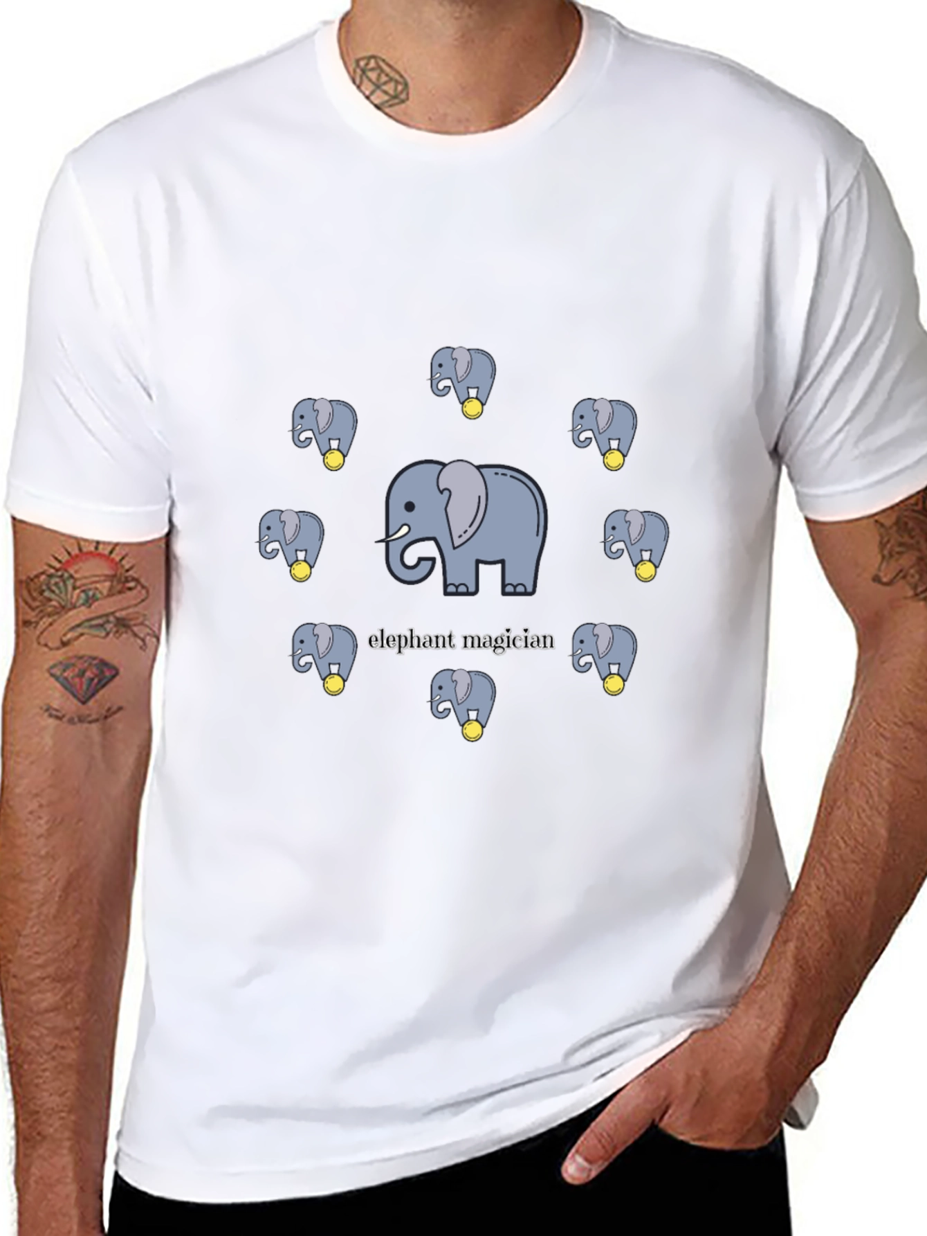 Elephant Magician T-Shirt - Cute Cartoon Design