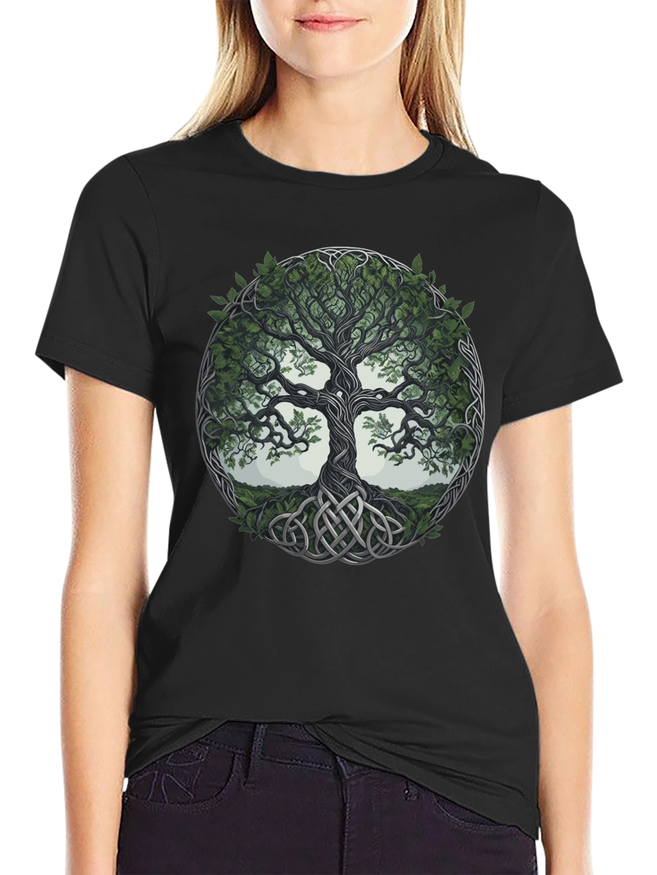 Celtic Tree of Life Graphic Tee - Black