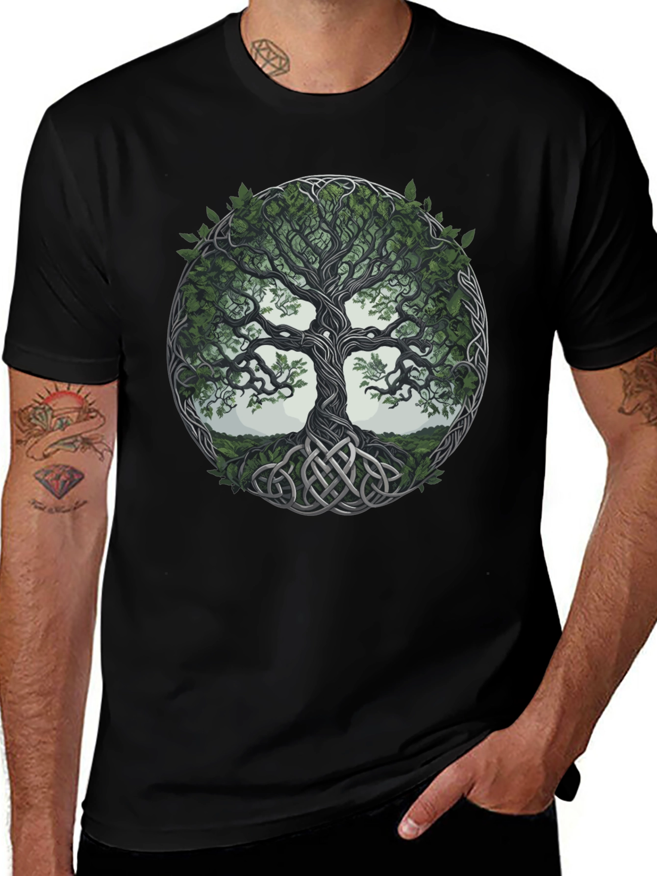 Celtic Tree of Life Graphic Tee - Black