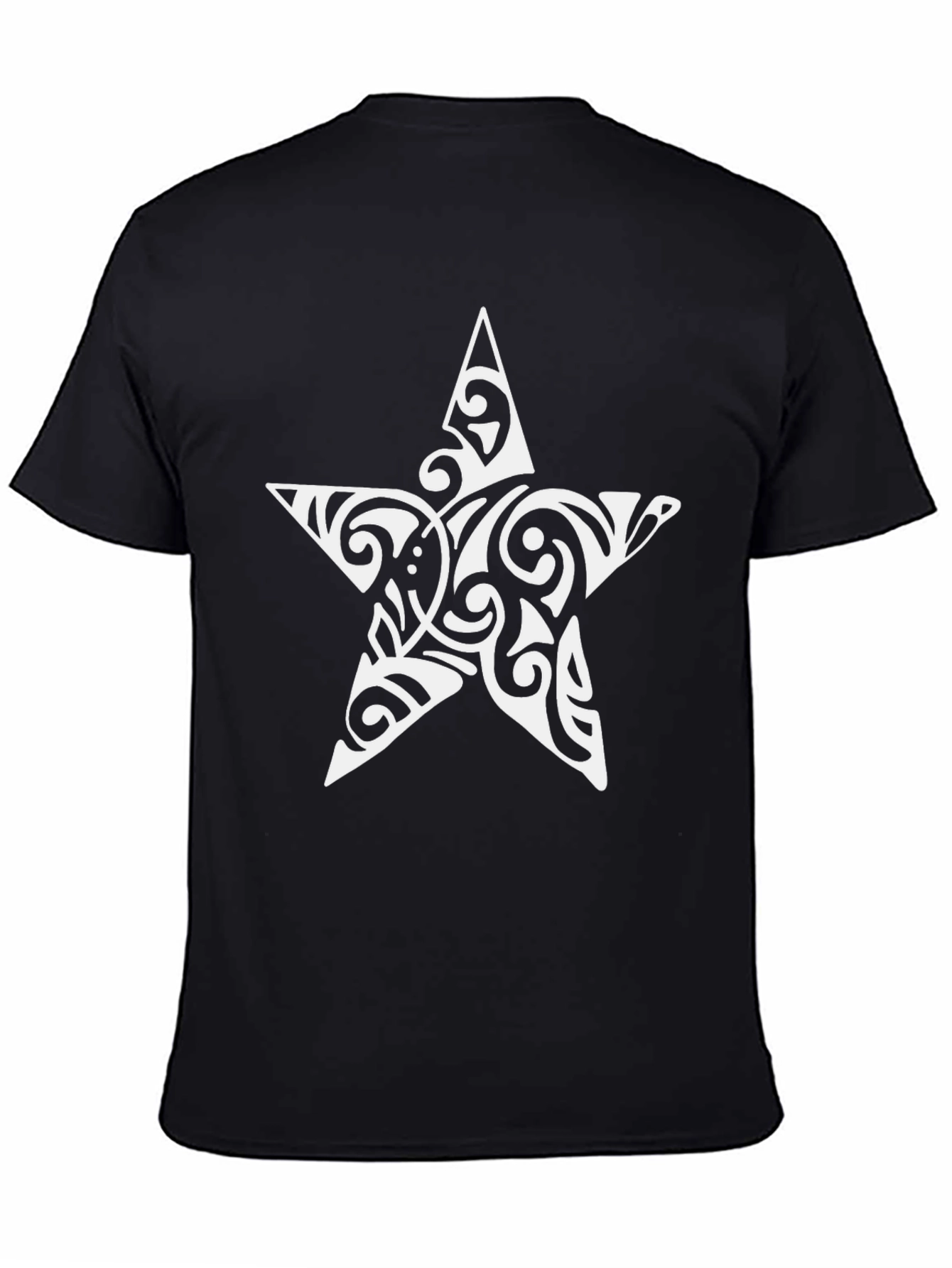 Tribal Star Graphic Tee - Black Cotton Comfort