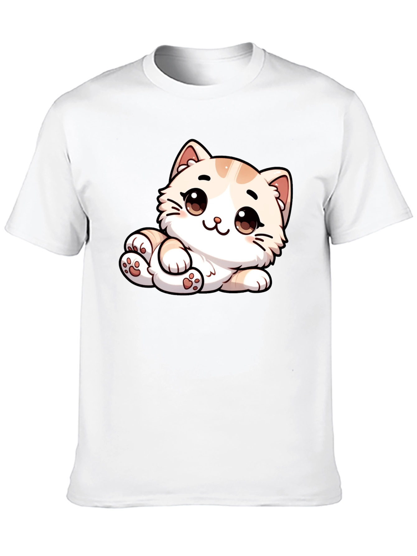 Cute Cartoon Cat Graphic Tee - Unisex Black T-Shirt