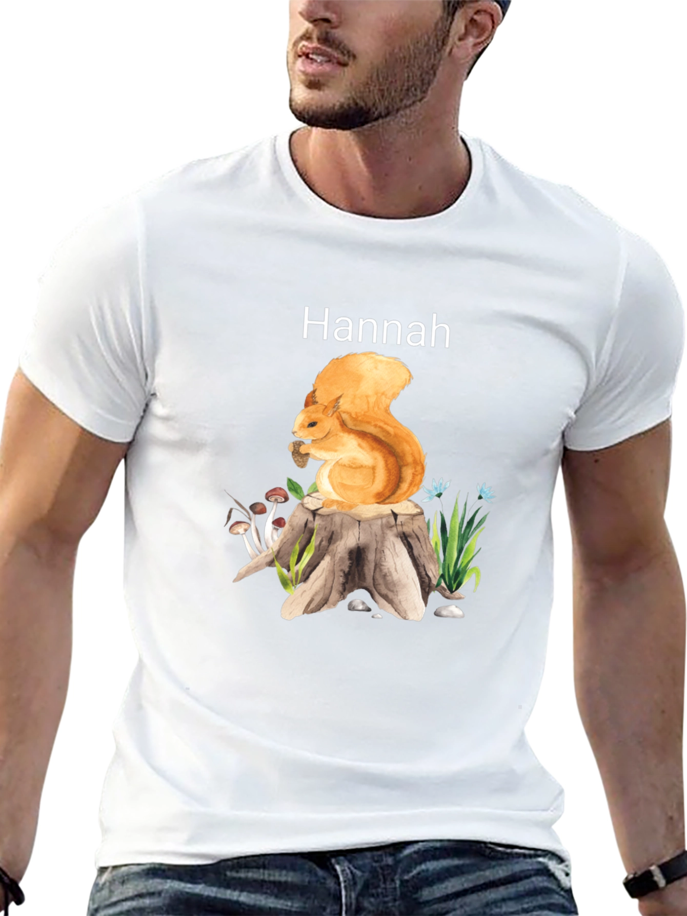 Personalized Hannah Squirrel Graphic T-Shirt