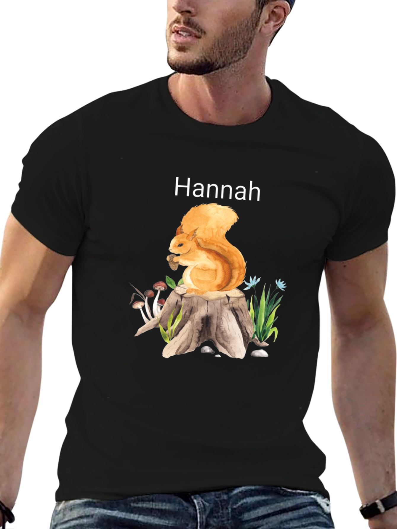 Personalized Hannah Squirrel Graphic T-Shirt