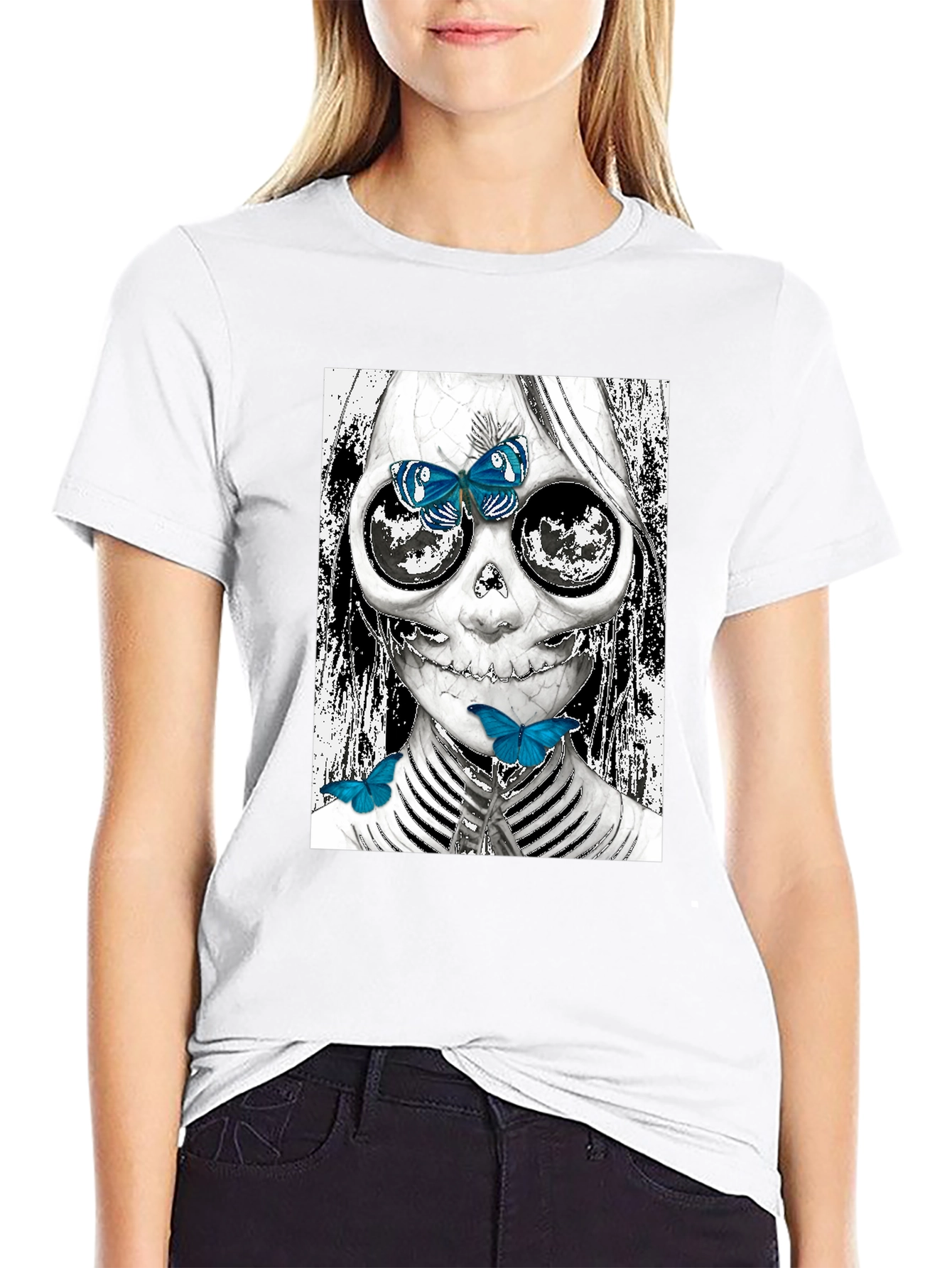 Skull and Butterfly Graphic Tee
