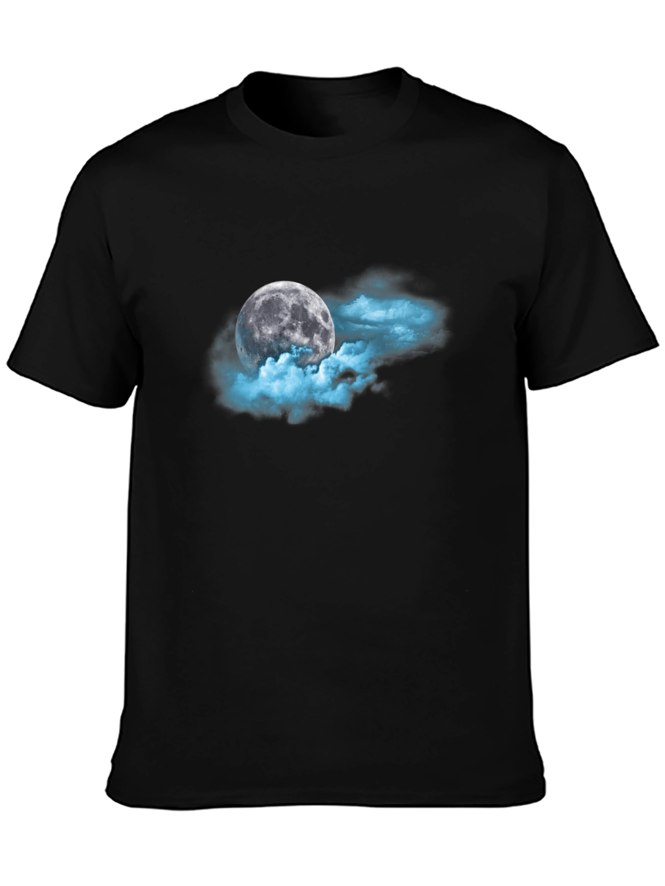 Moon and Clouds Graphic Black T-Shirt