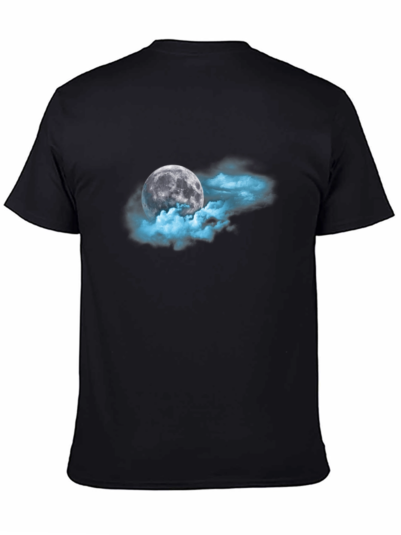 Moon and Clouds Graphic Black T-Shirt