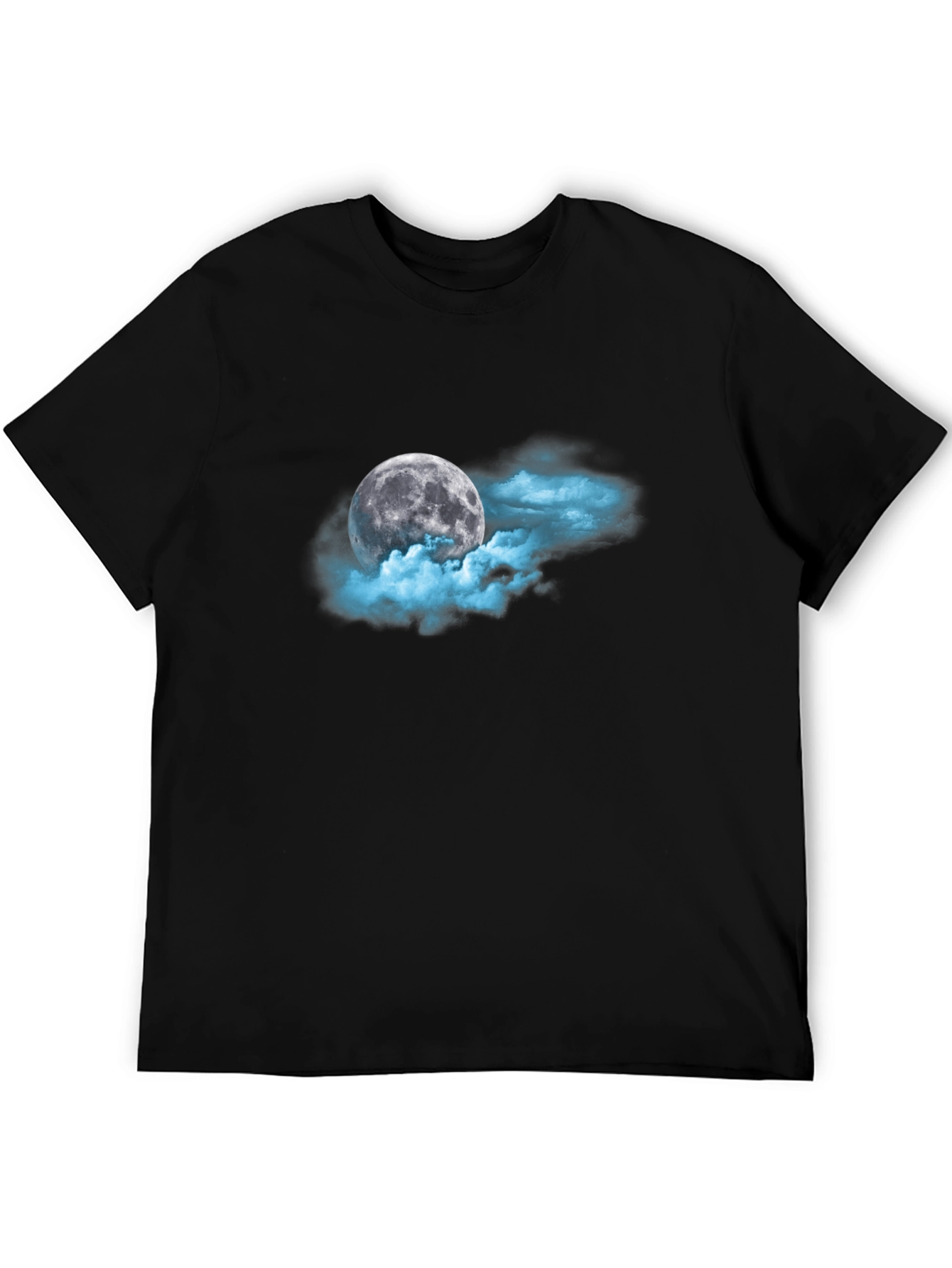 Moon and Clouds Graphic Black T-Shirt