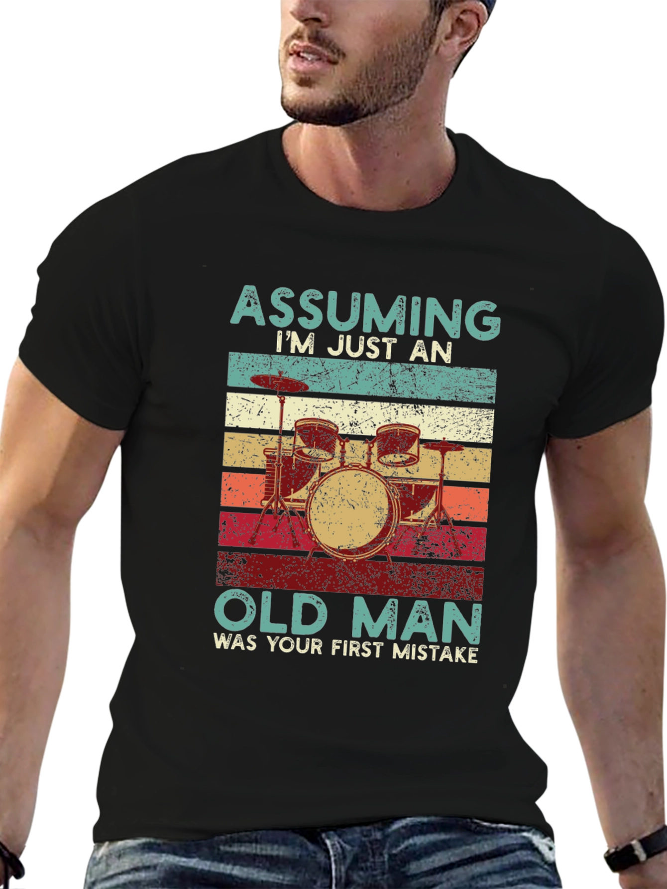 Assuming Old Man Drummer T-Shirt