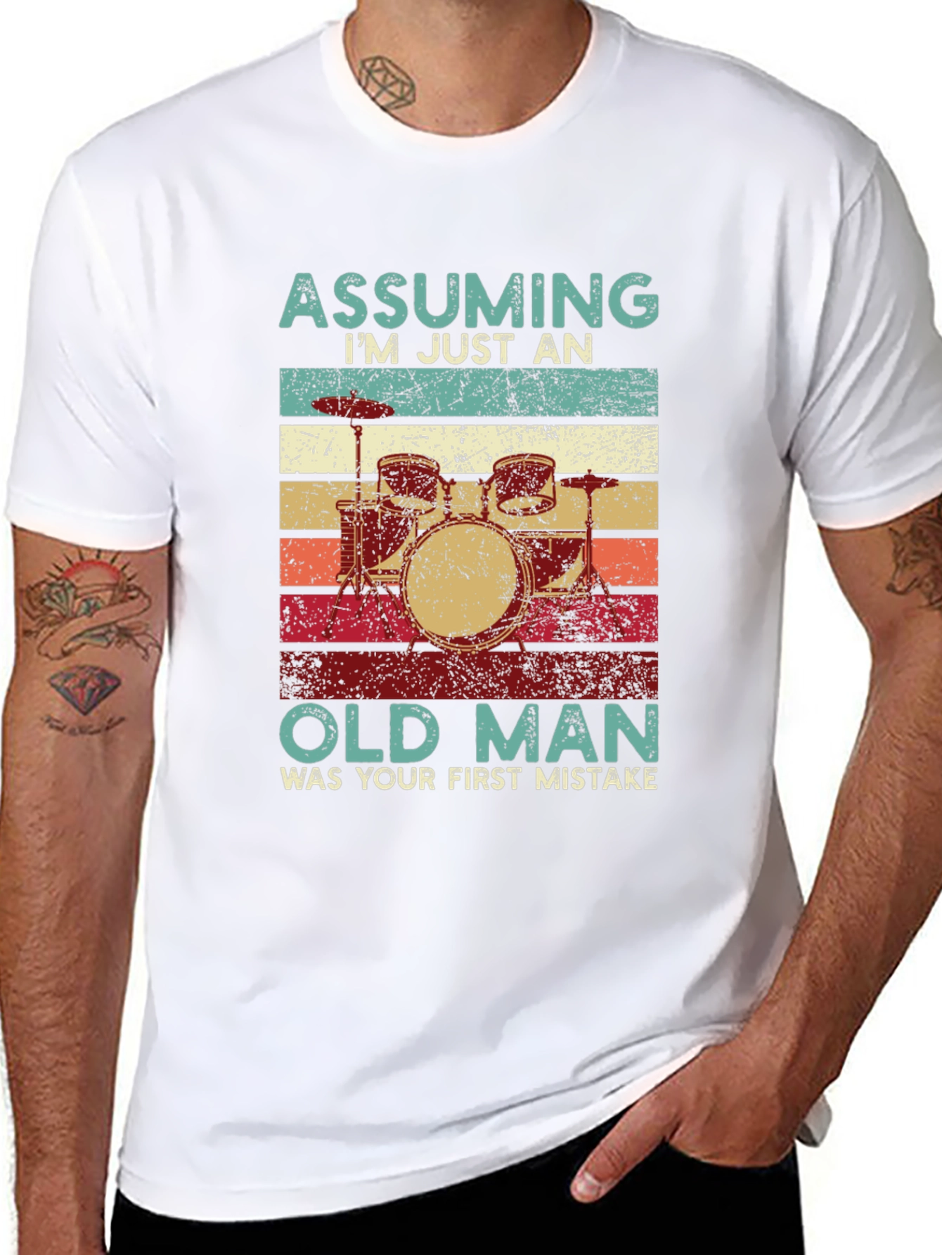 Assuming Old Man Drummer T-Shirt