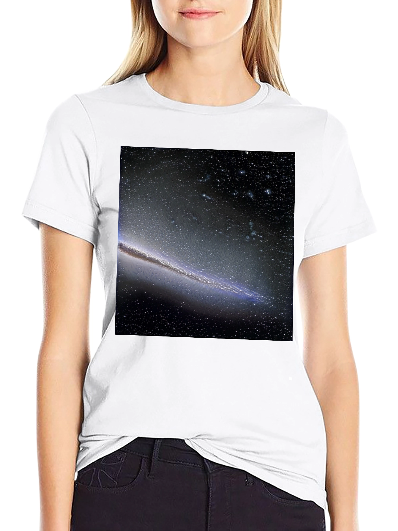 Galaxy Print Black T-Shirt - Cosmic Style