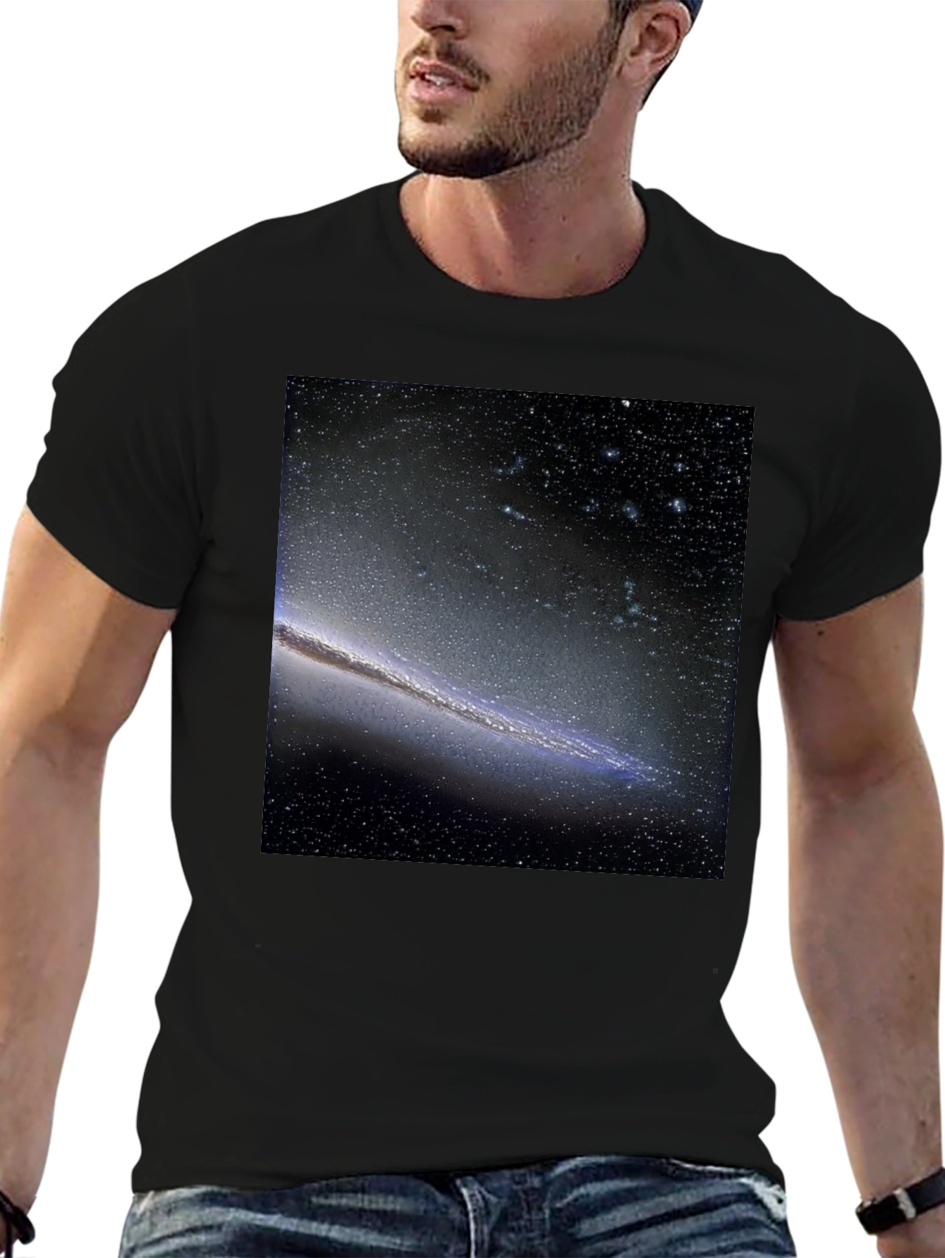 Galaxy Print Black T-Shirt - Cosmic Style