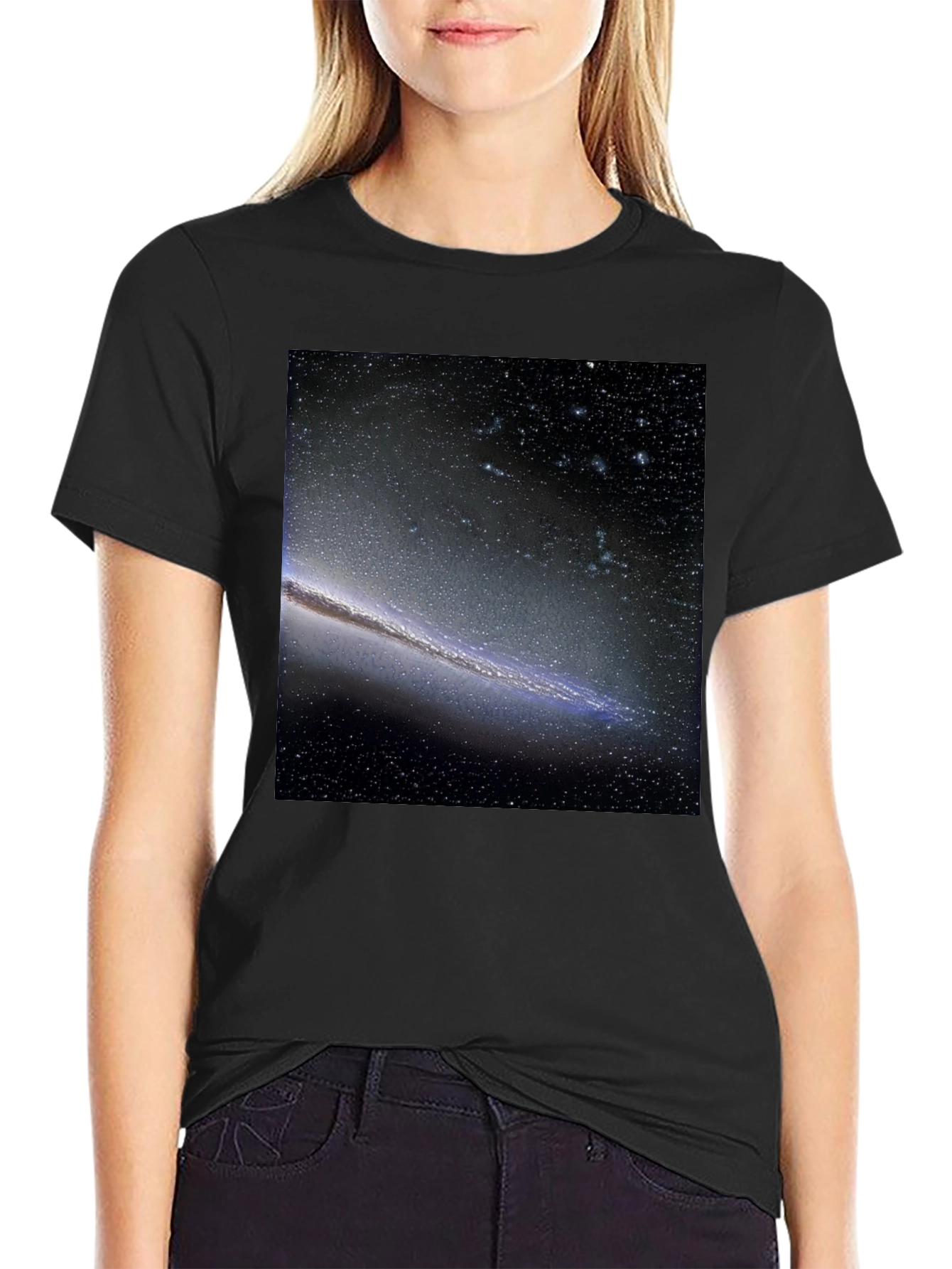 Galaxy Print Black T-Shirt - Cosmic Style