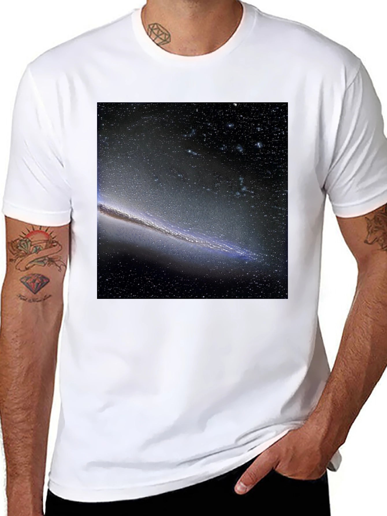 Galaxy Print Black T-Shirt - Cosmic Style