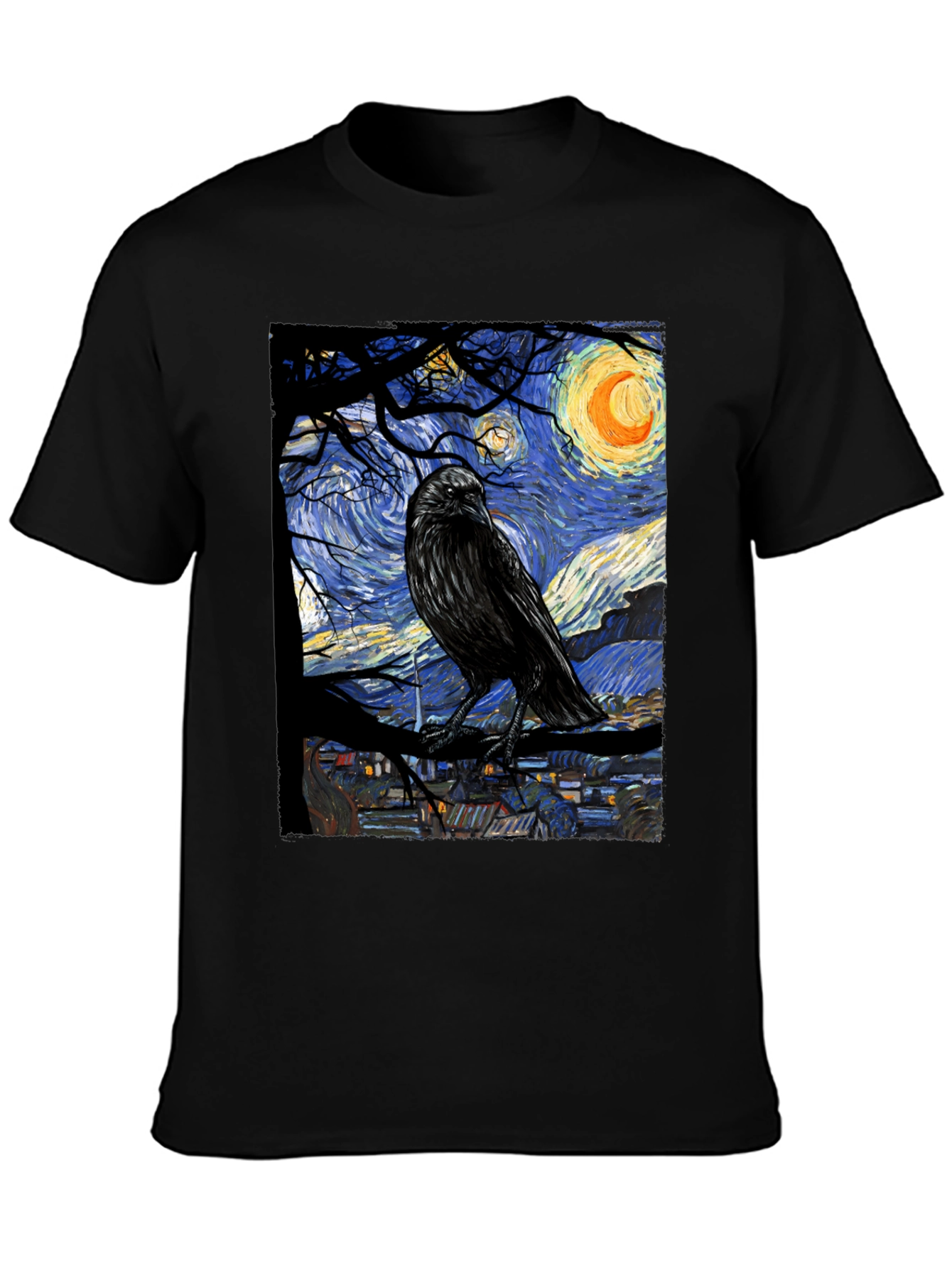 Raven Van Gogh Starry Night T-Shirt