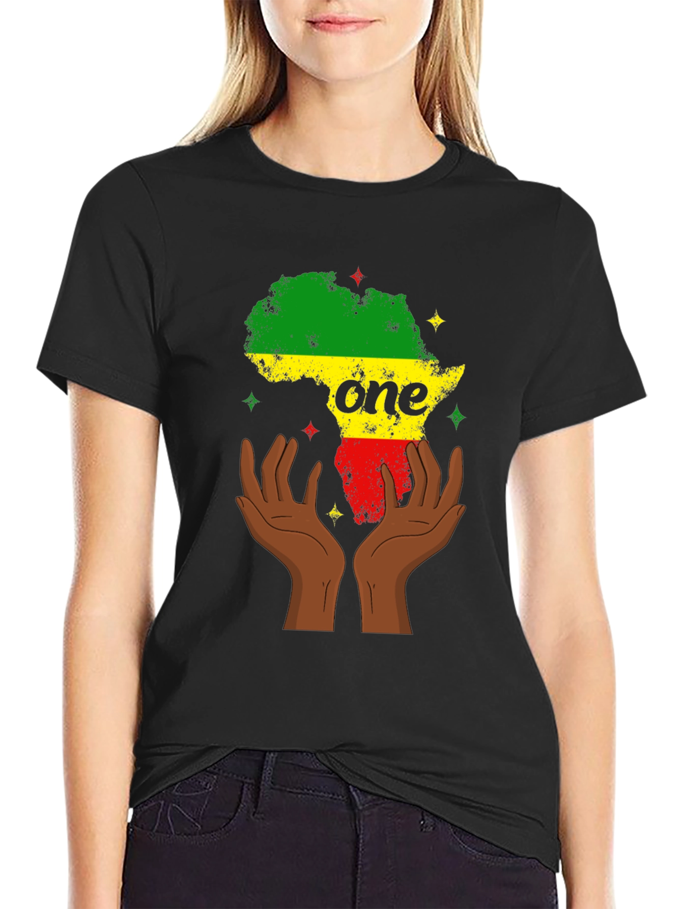Africa One T-Shirt Black Pride Tee