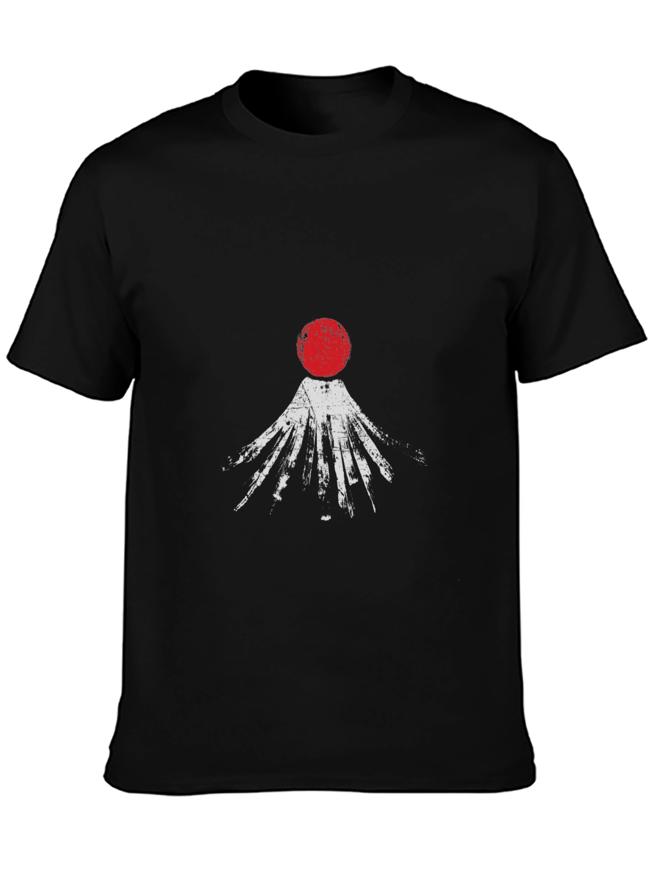 Abstract Red Sun Graphic Black T-Shirt