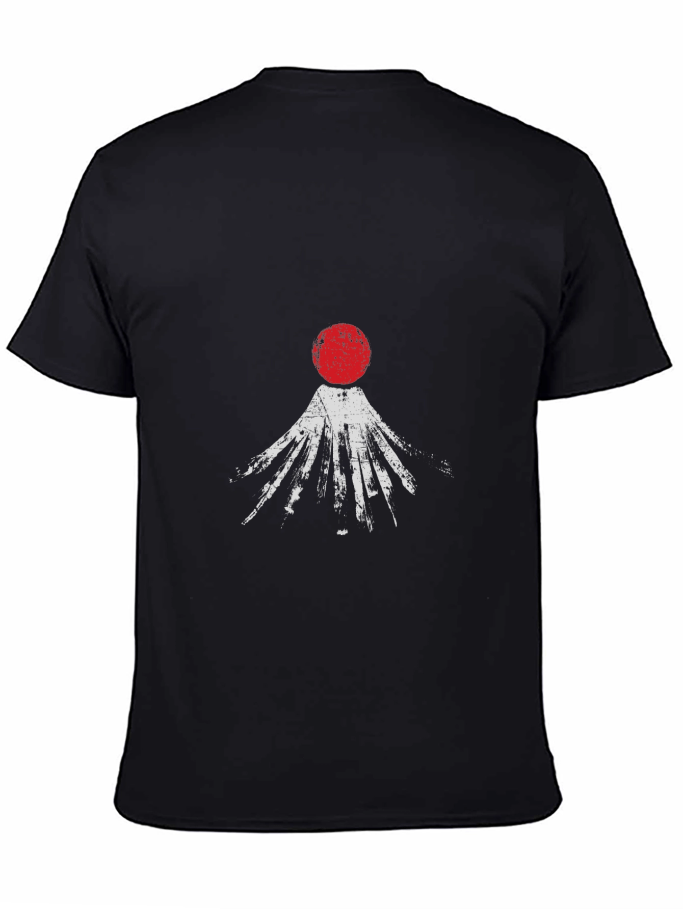 Abstract Red Sun Graphic Black T-Shirt