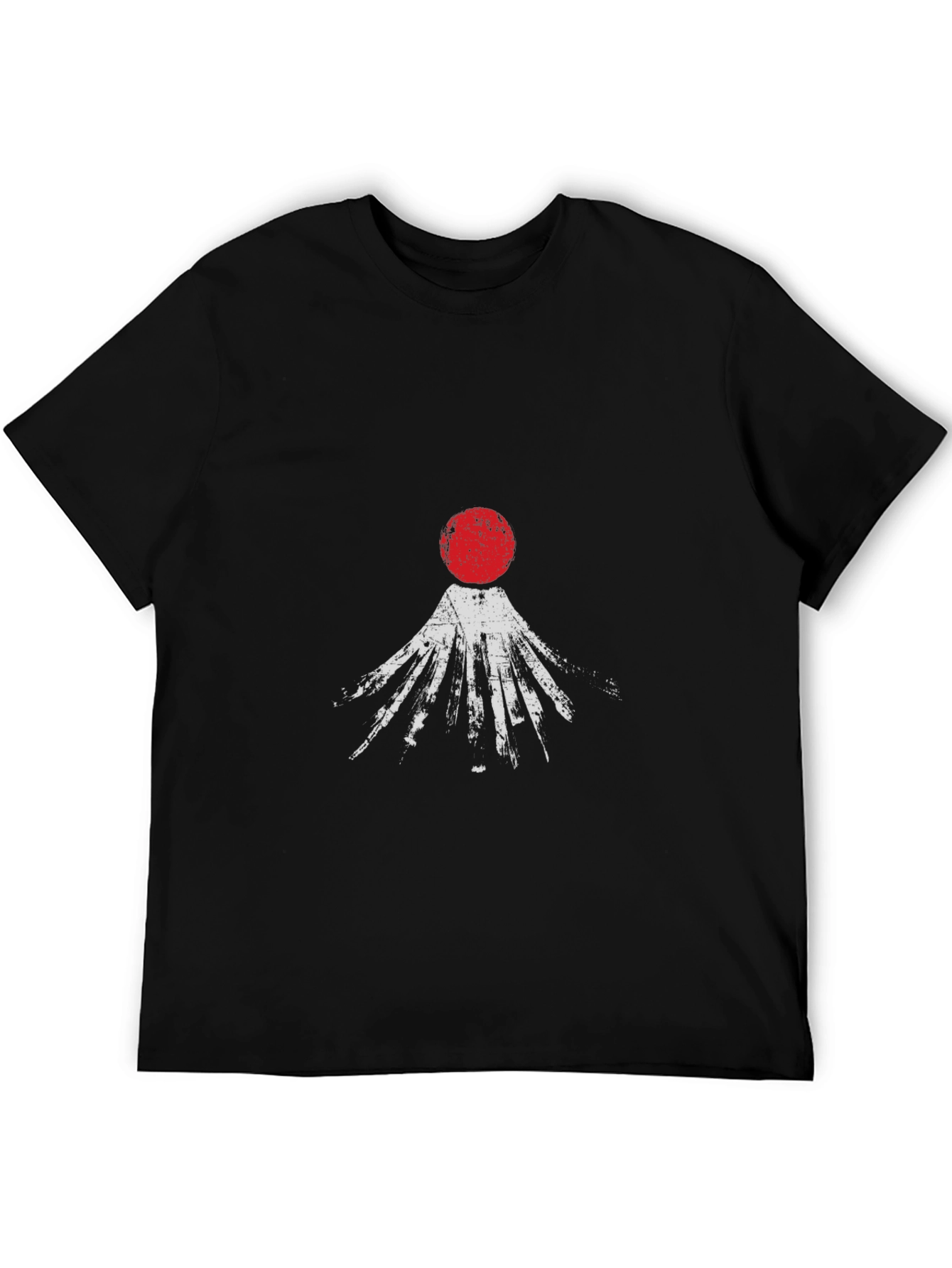 Abstract Red Sun Graphic Black T-Shirt