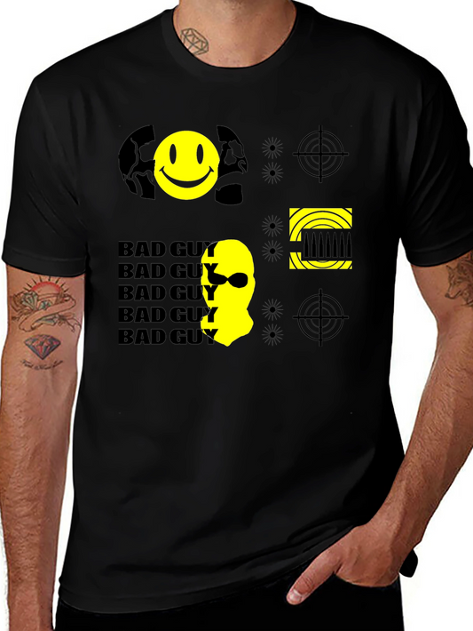 Bad Guy Graphic Print Tee - Black Cotton Crew Neck T-Shirt