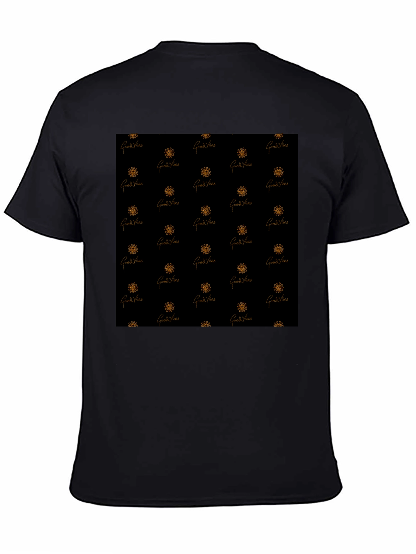 Good Vibes Patterned Black T-Shirt