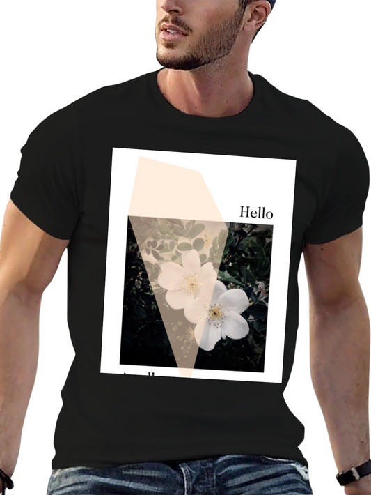 Floral Hello Black Graphic Tee