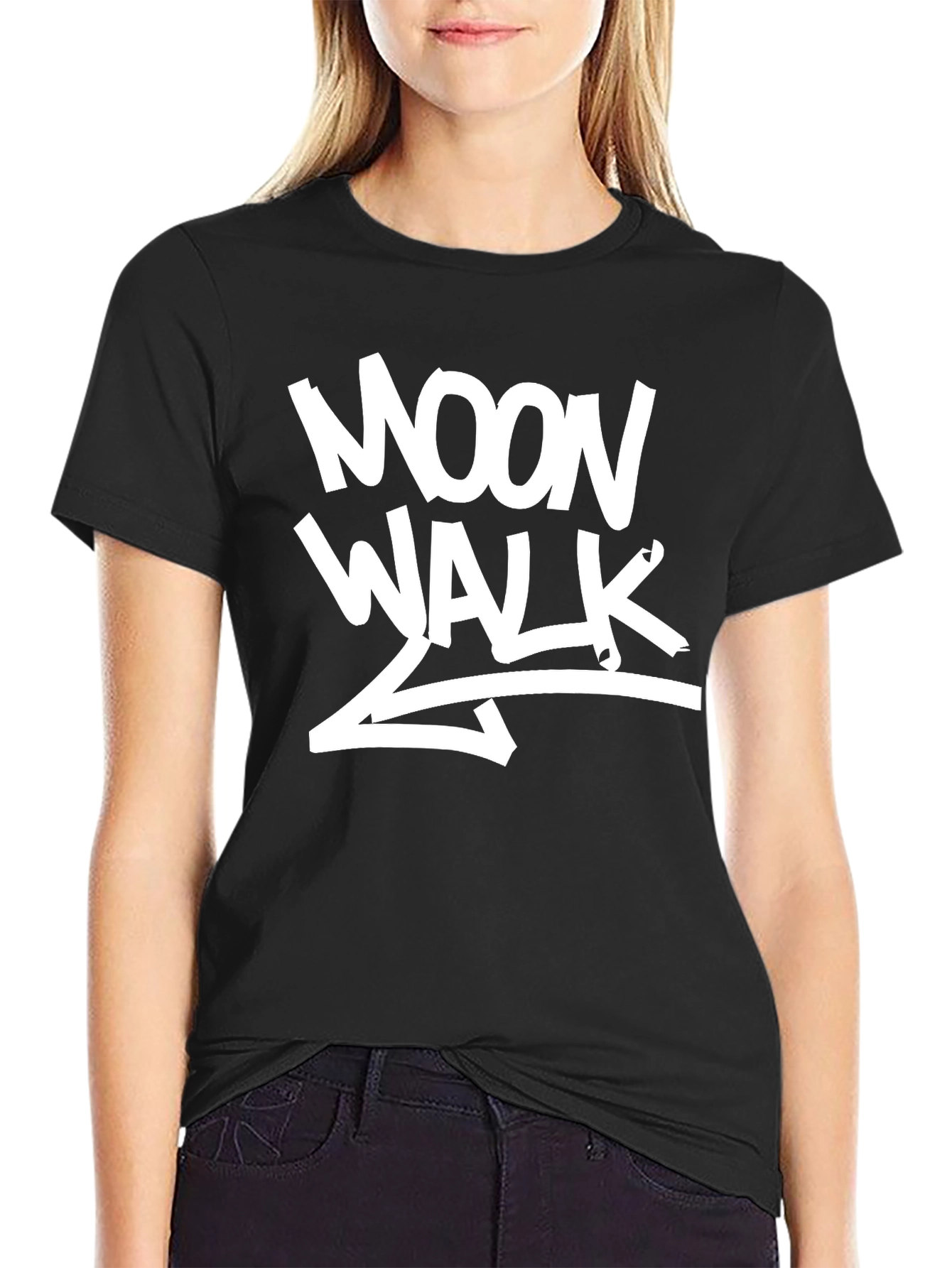 Moonwalk Graphic Print Black T-Shirt