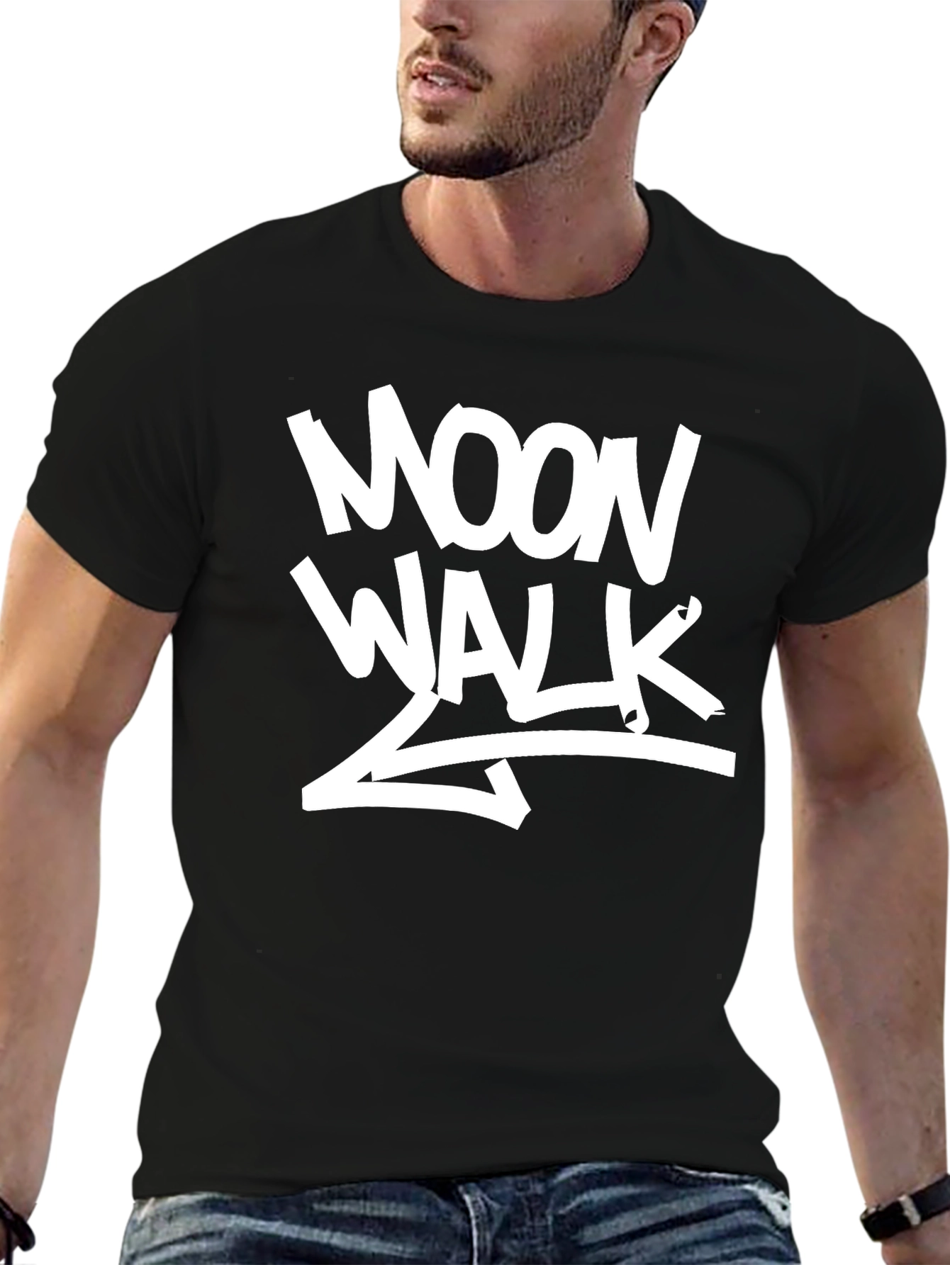 Moonwalk Graphic Print Black T-Shirt