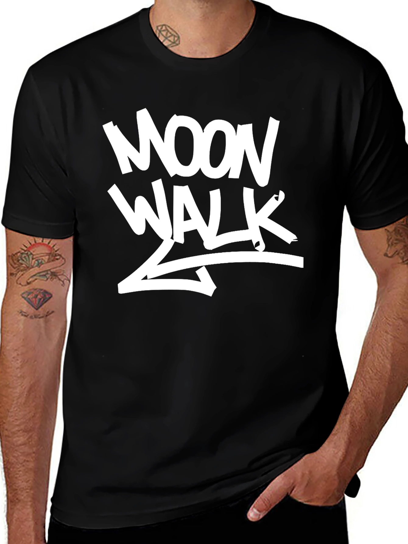 Moonwalk Graphic Print Black T-Shirt