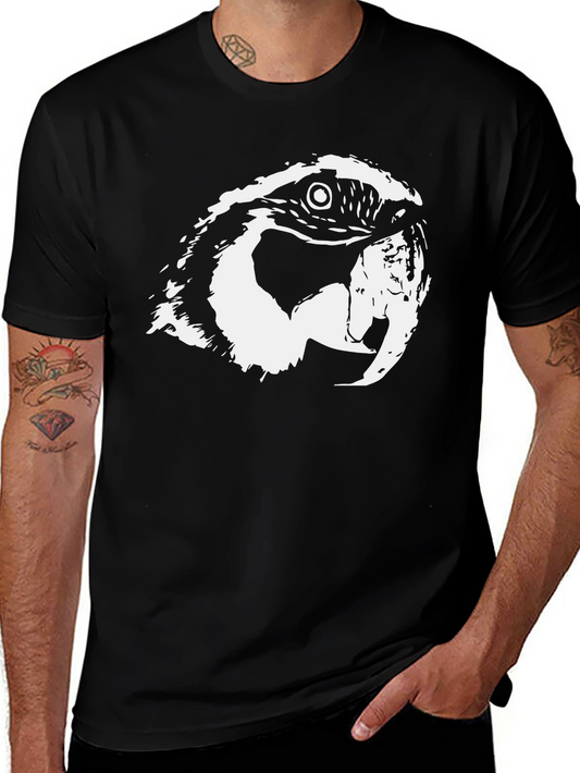 Parrot Graphic Tee - Black Cotton T-Shirt