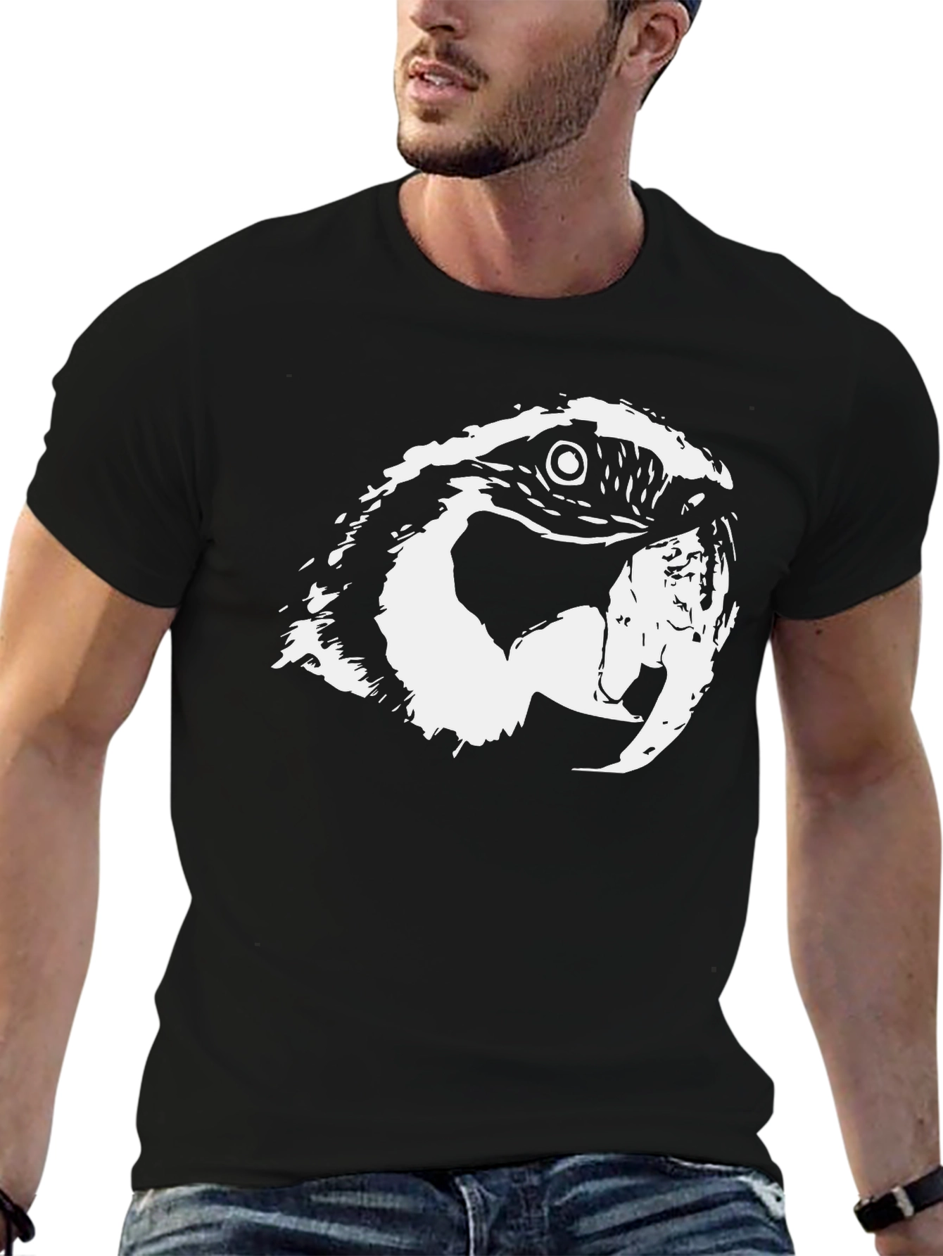 Parrot Graphic Tee - Black Cotton T-Shirt